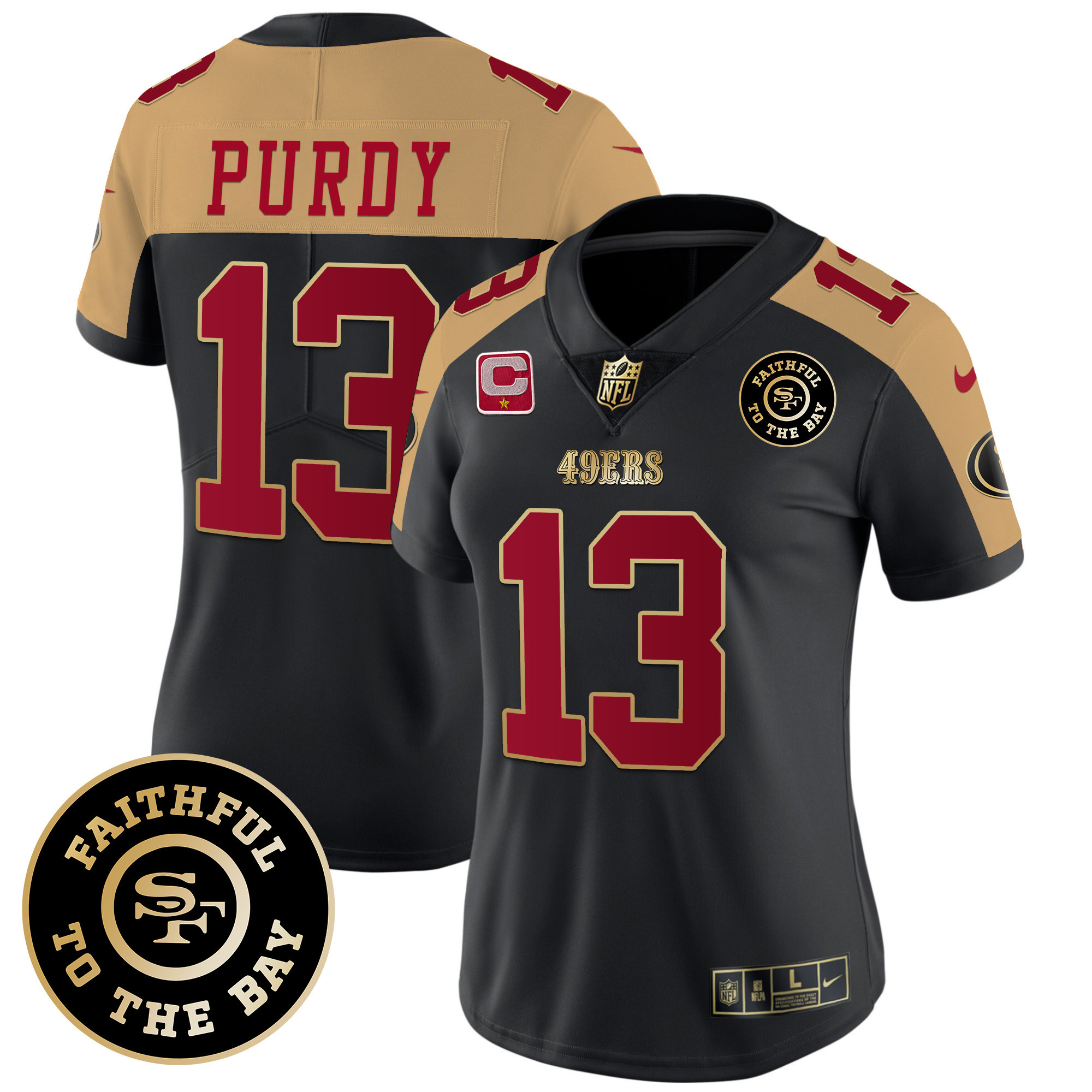 Women's Brock Purdy San Francisco 49ers Faithful To The Bay Patch Vapor Limited Black Alternate Jersey V7 - All Stitched