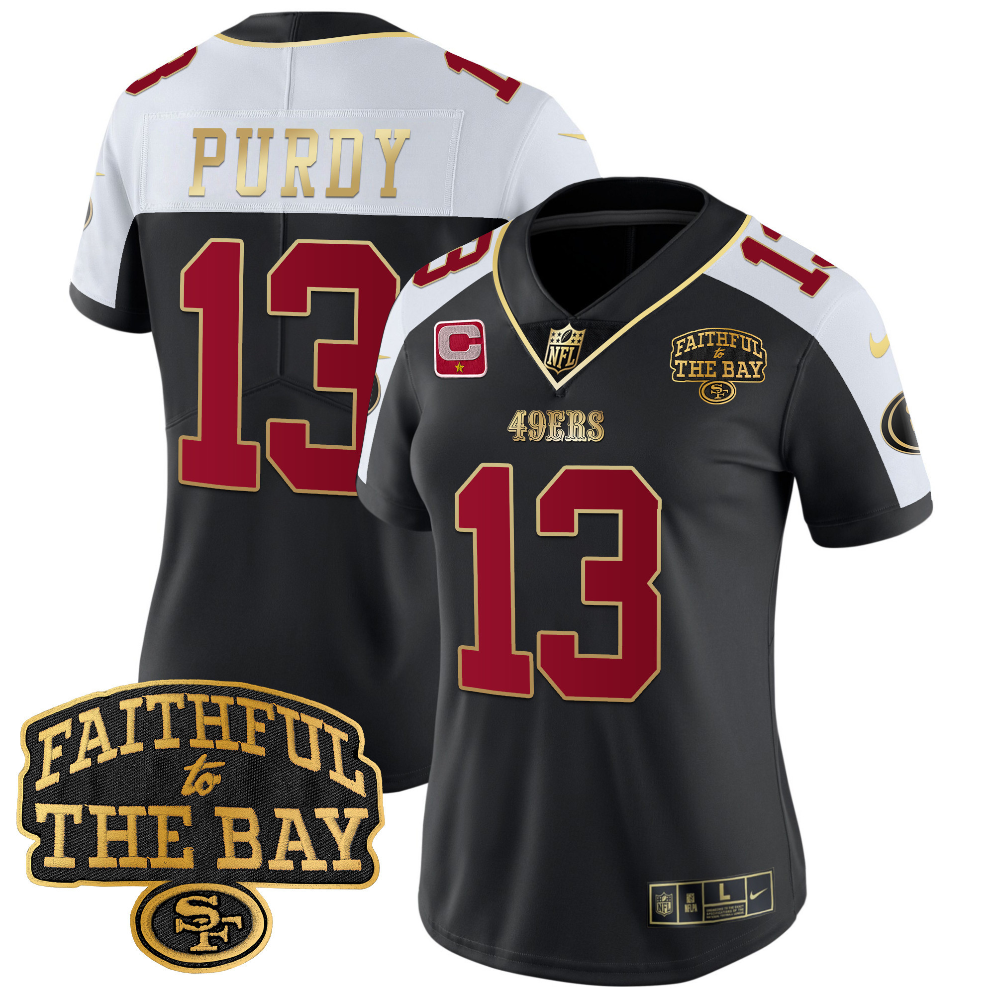 Women's Brock Purdy San Francisco 49ers Faithful To The Bay Patch Vapor Limited Black Alternate Jersey V8 - All Stitched