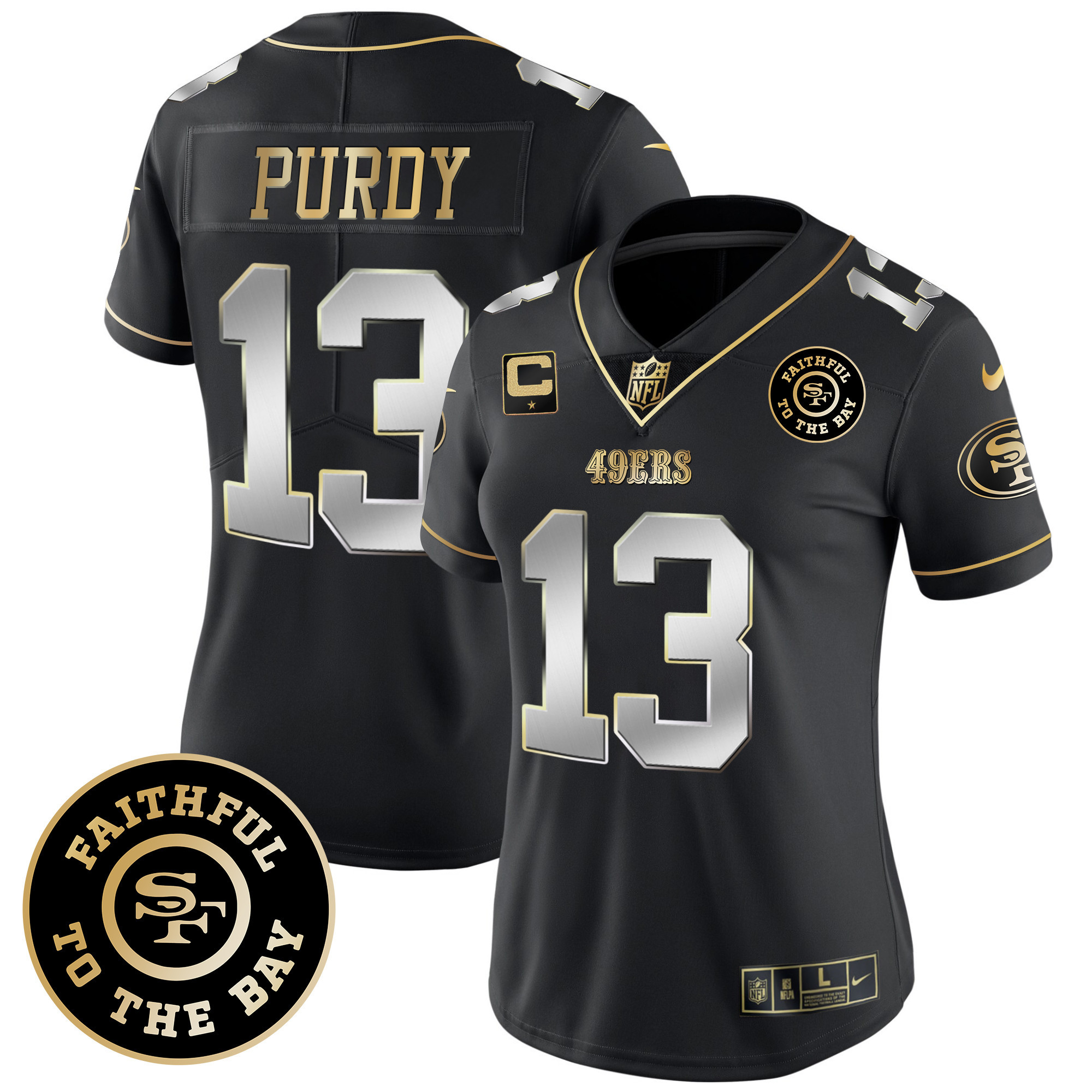 Women's Brock Purdy San Francisco 49ers Faithful To The Bay Patch Vapor Limited Black Limited Jersey V7 - All Stitched