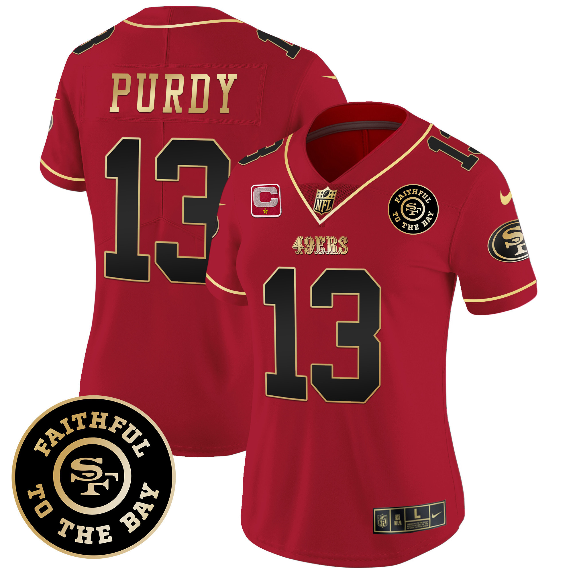 Women's Brock Purdy San Francisco 49ers Faithful To The Bay Patch Vapor Limited Scarlet Limited Jersey V7 - All Stitched
