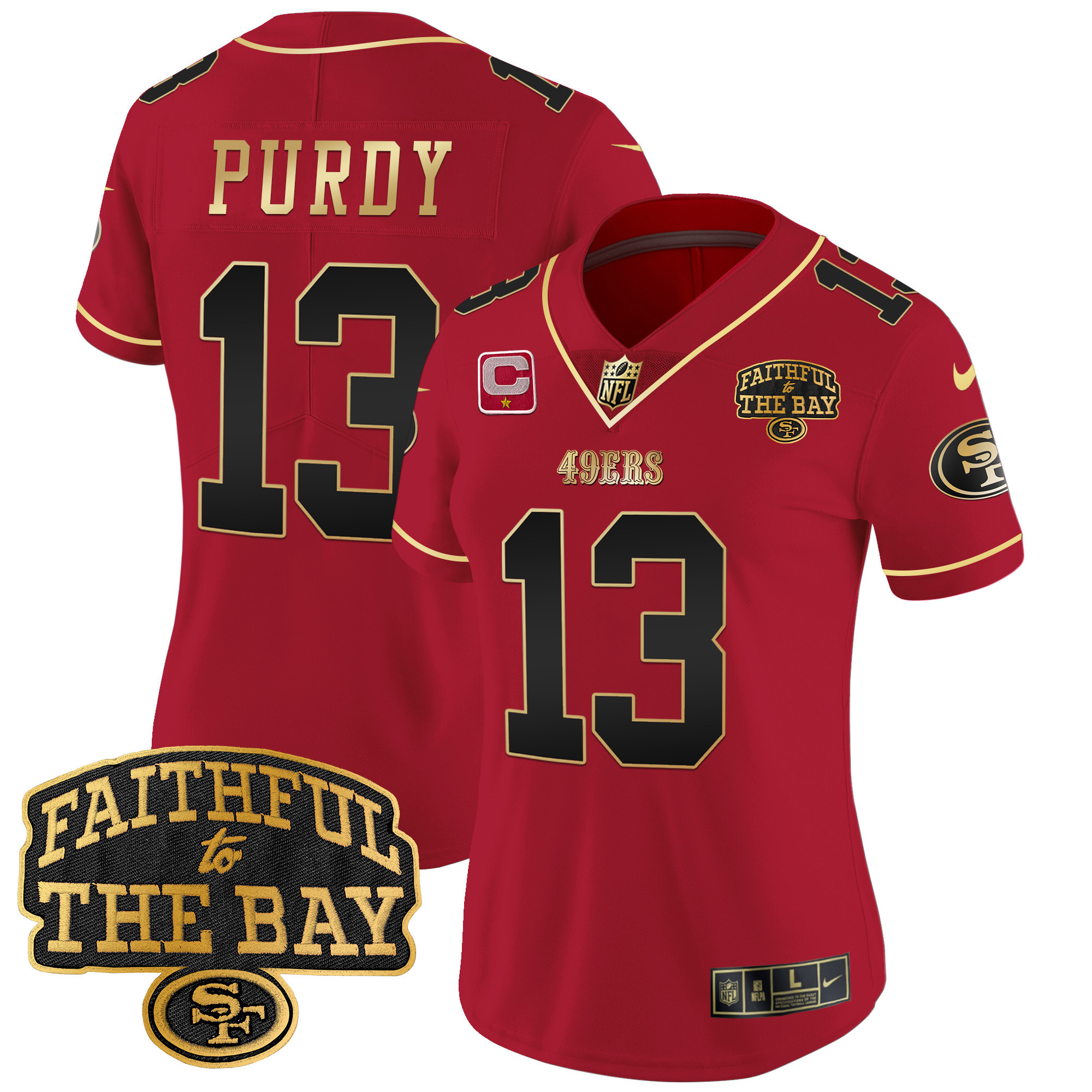 Women's Brock Purdy San Francisco 49ers Faithful To The Bay Patch Vapor Limited Scarlet Limited Jersey V8 - All Stitched