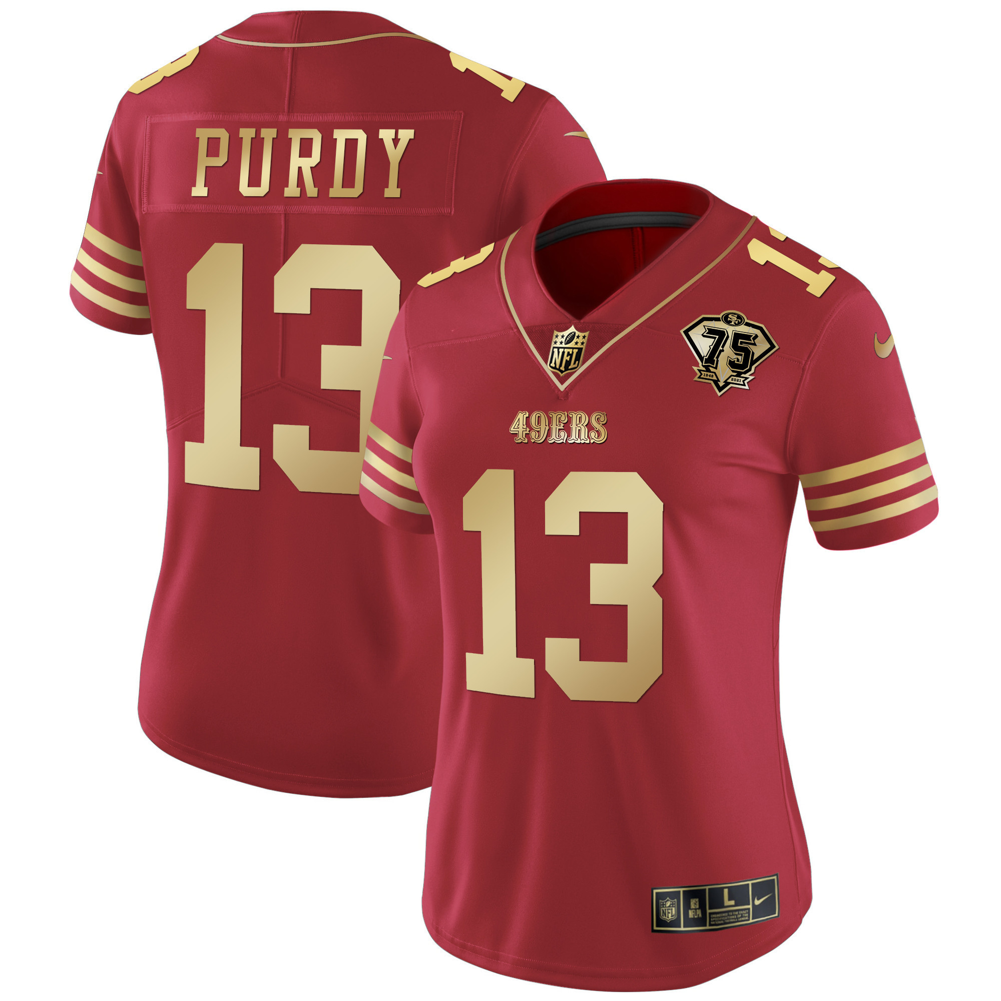 Women's Brock Purdy San Francisco 49ers Game Red Gold Jersey - All Stitched