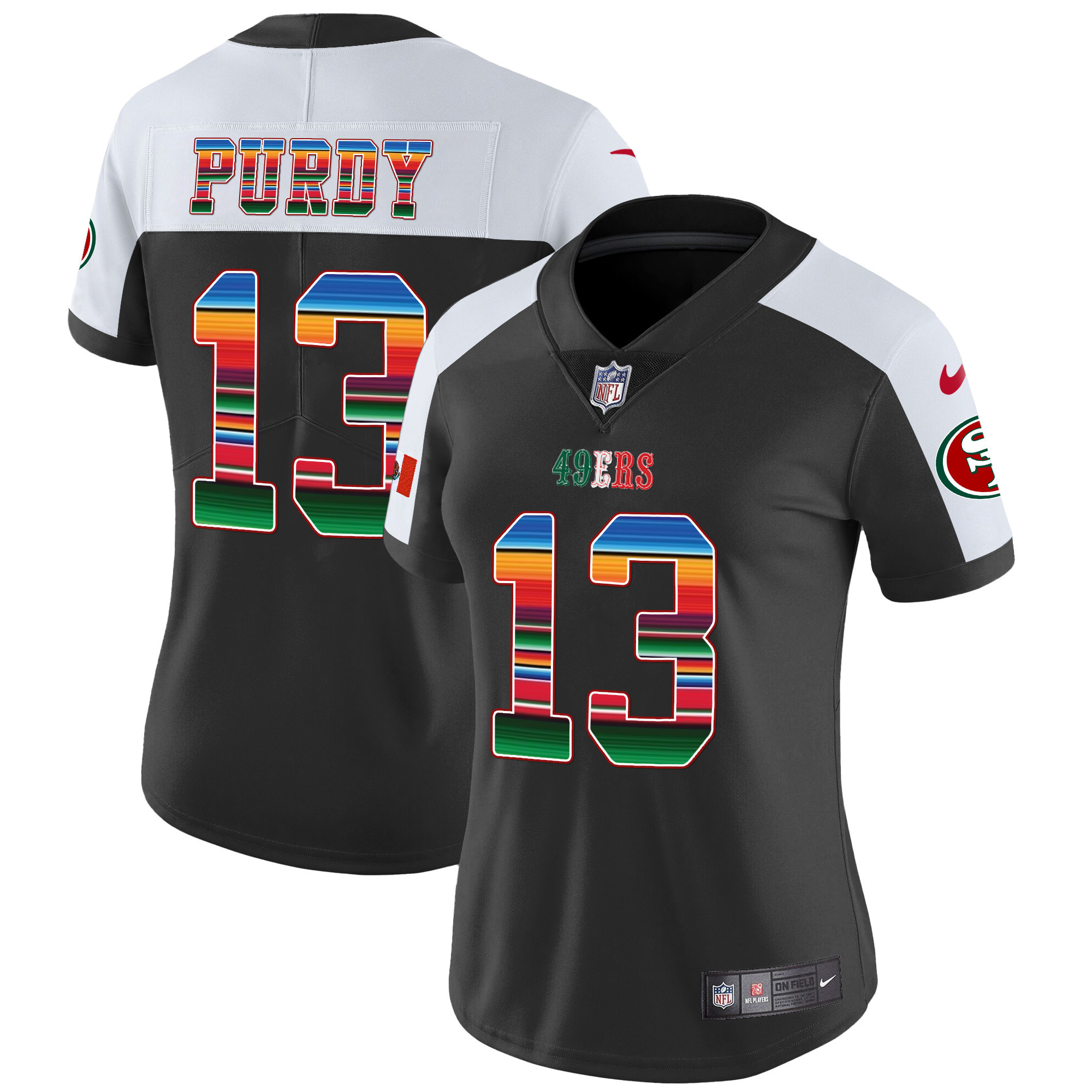 Women's Brock Purdy San Francisco 49ers Mexico Vapor Black Alternate Jersey V3 - All Stitched