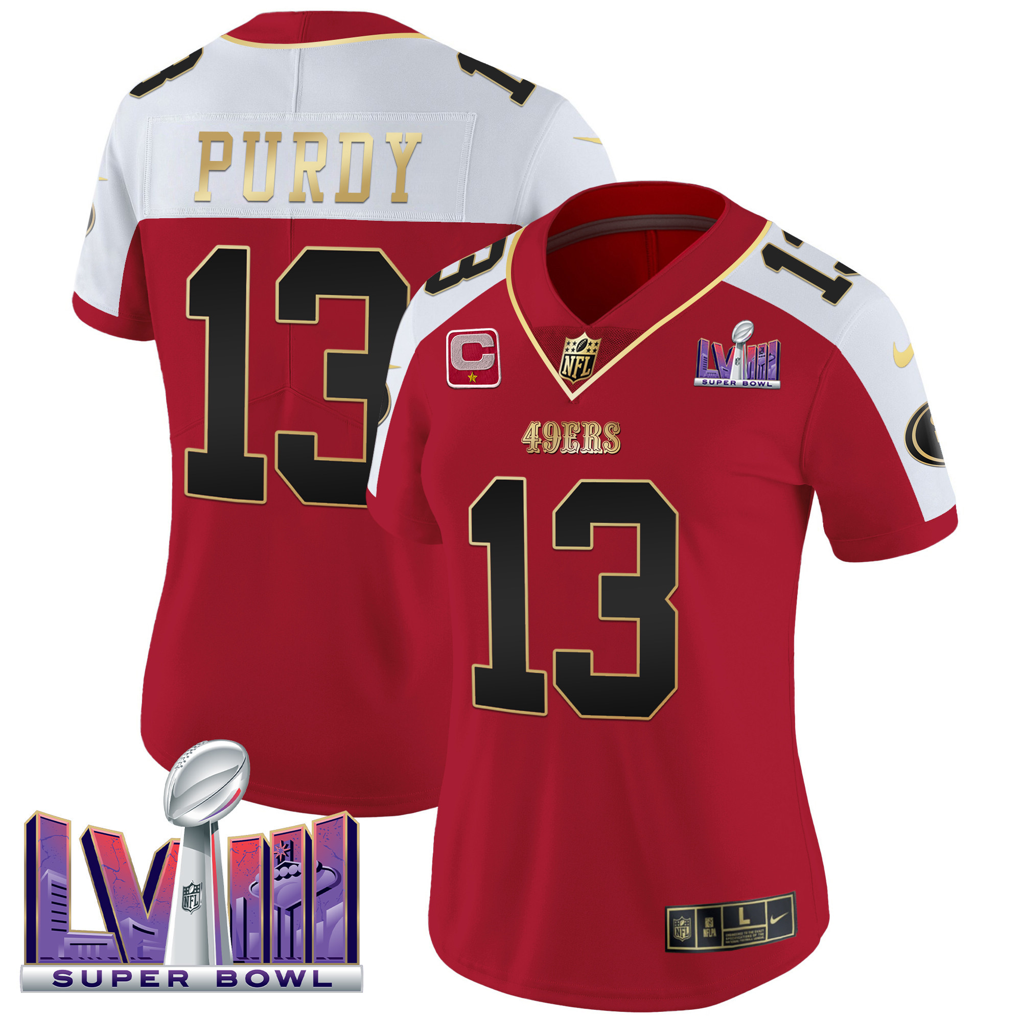 Women's Brock Purdy San Francisco 49ers Super Bowl LVIII Patch Vapor Alternate Jersey - All Stitched