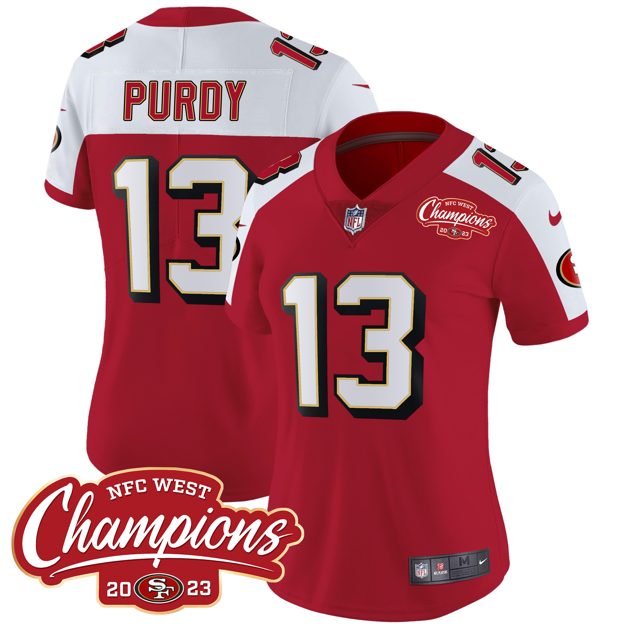 Women's Brock Purdy San Francisco 49ers Throwback NFC West Champions Patch Vapor Alternate Jersey - All Stitched