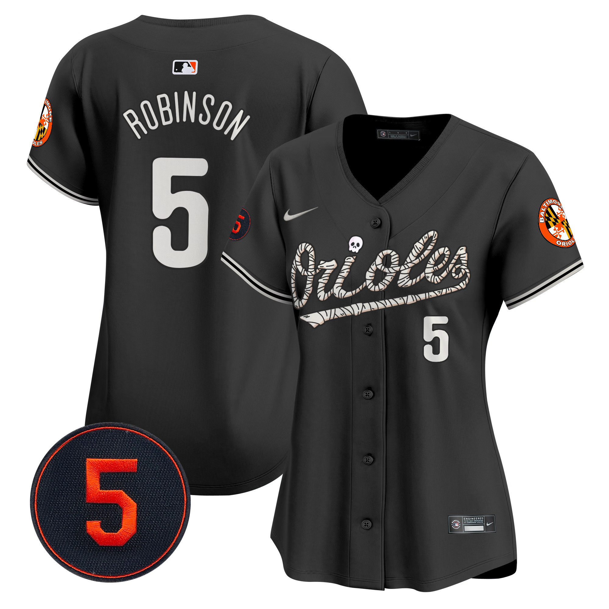 Women's Brooks Robinson Baltimore Orioles Halloween Vapor Premier Limited Black Jersey - All Stitched