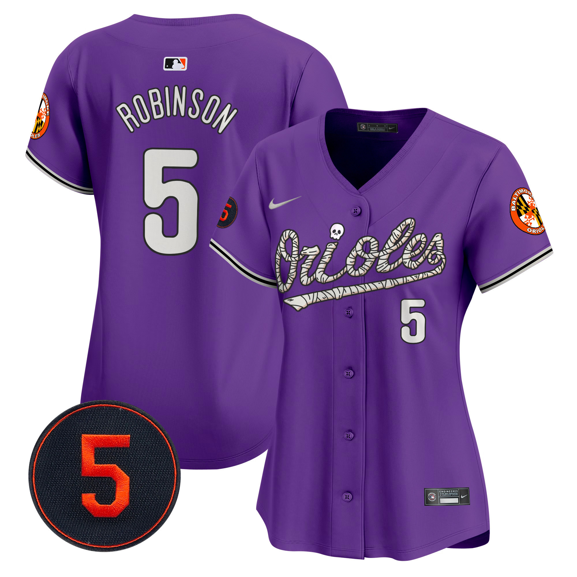 Women's Brooks Robinson Baltimore Orioles Halloween Vapor Premier Limited Purple Jersey - All Stitched