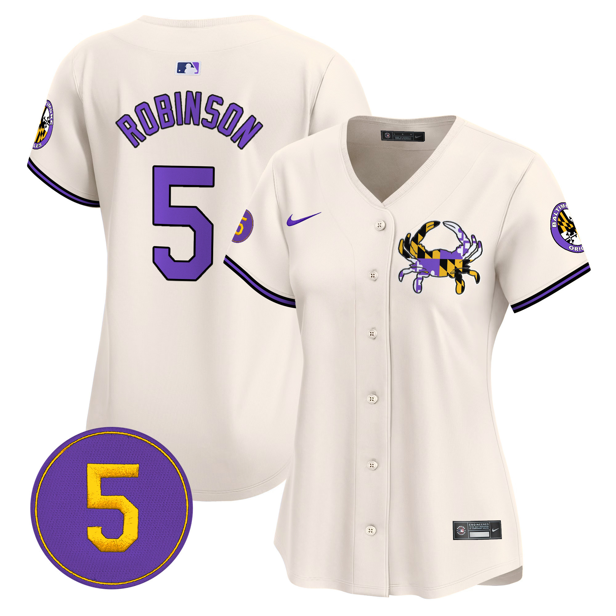 Women's Brooks Robinson Baltimore Orioles Purple Vapor Premier Limited Cream Jersey - All Stitched