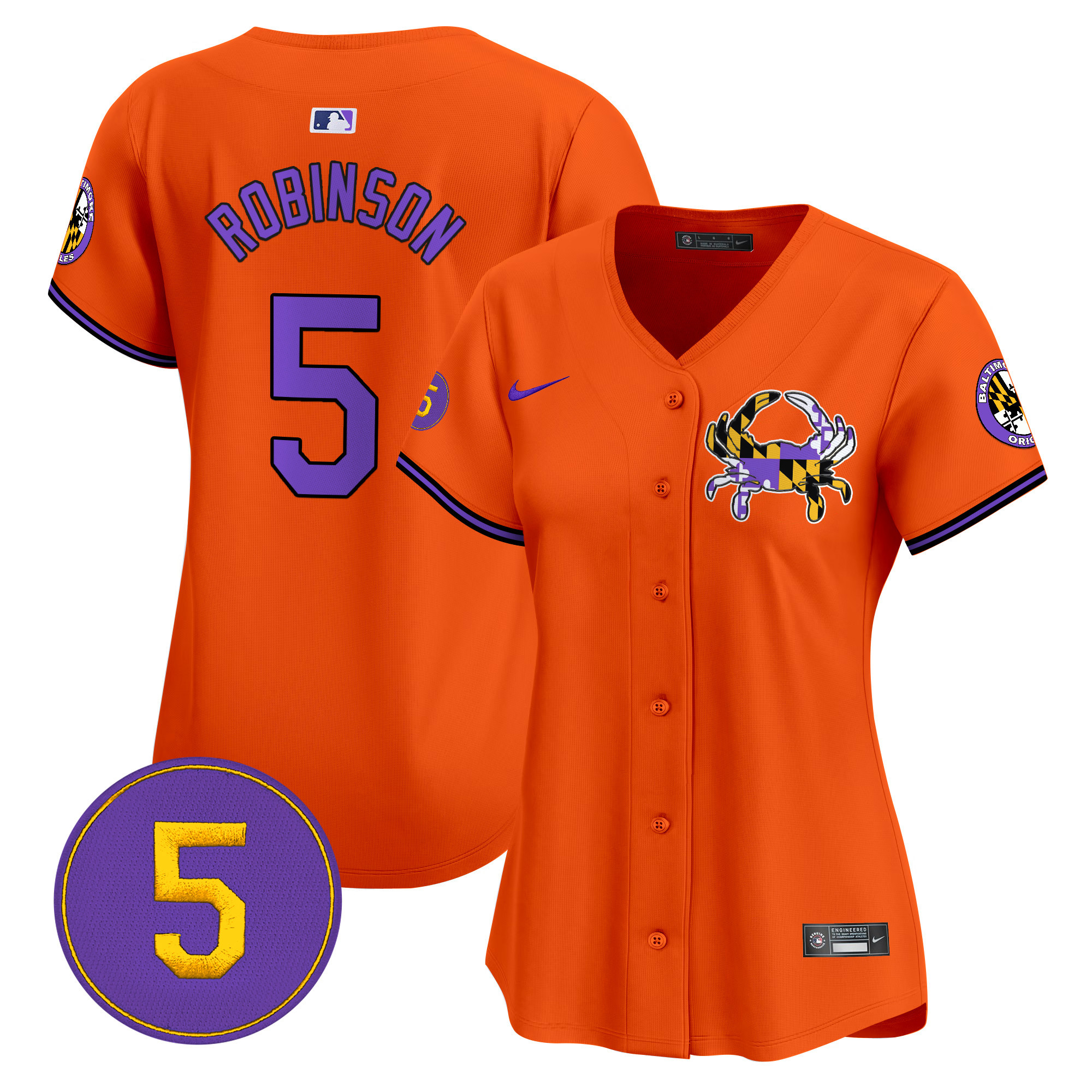 Women's Brooks Robinson Baltimore Orioles Purple Vapor Premier Limited Orange Jersey - All Stitched
