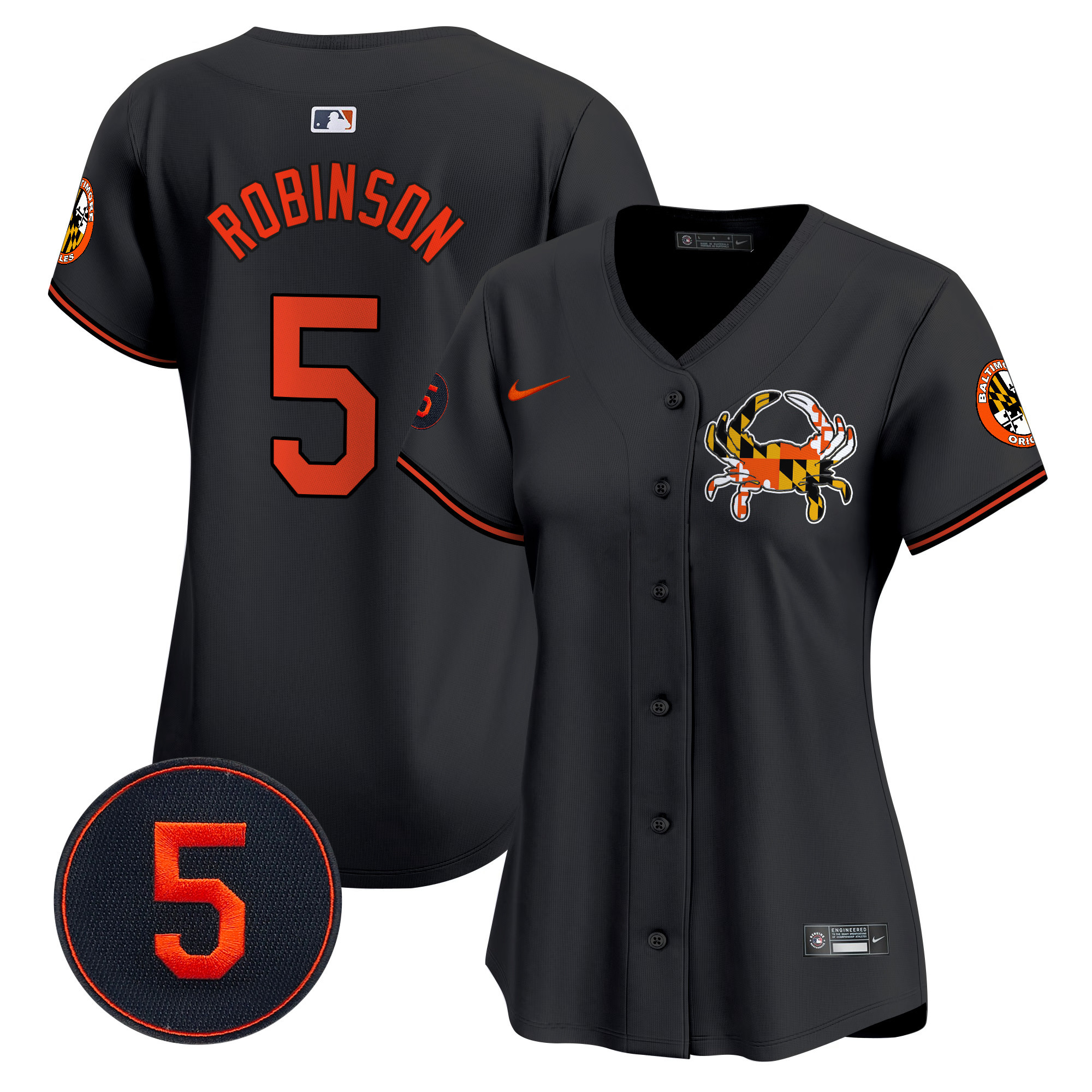Women's Brooks Robinson Baltimore Orioles Robinson Patch Vapor Premier Limited Black Jersey V3 - All Stitched