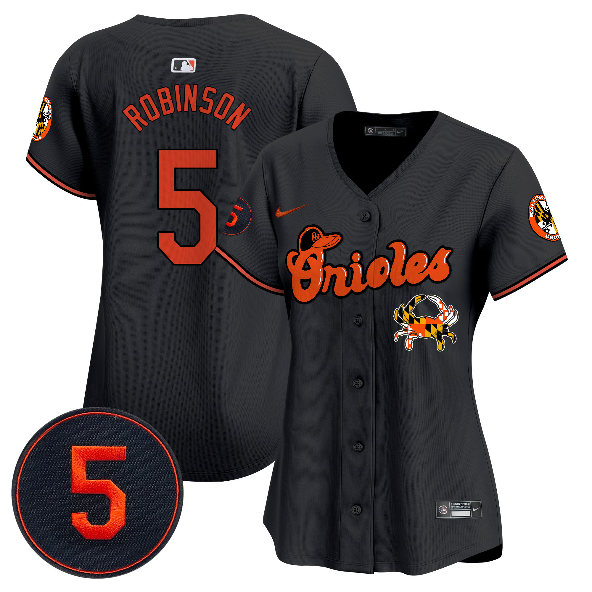 Women's Brooks Robinson Baltimore Orioles Robinson Patch Vapor Premier Limited Black Jersey V6 - All Stitched