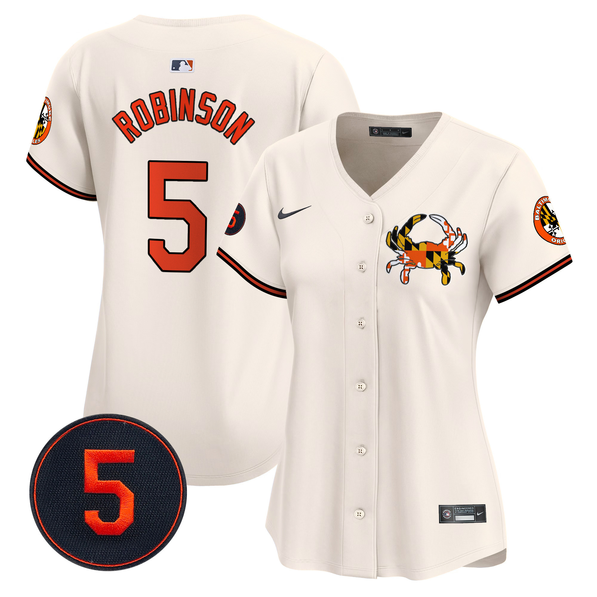 Women's Brooks Robinson Baltimore Orioles Robinson Patch Vapor Premier Limited Cream Jersey V3 - All Stitched