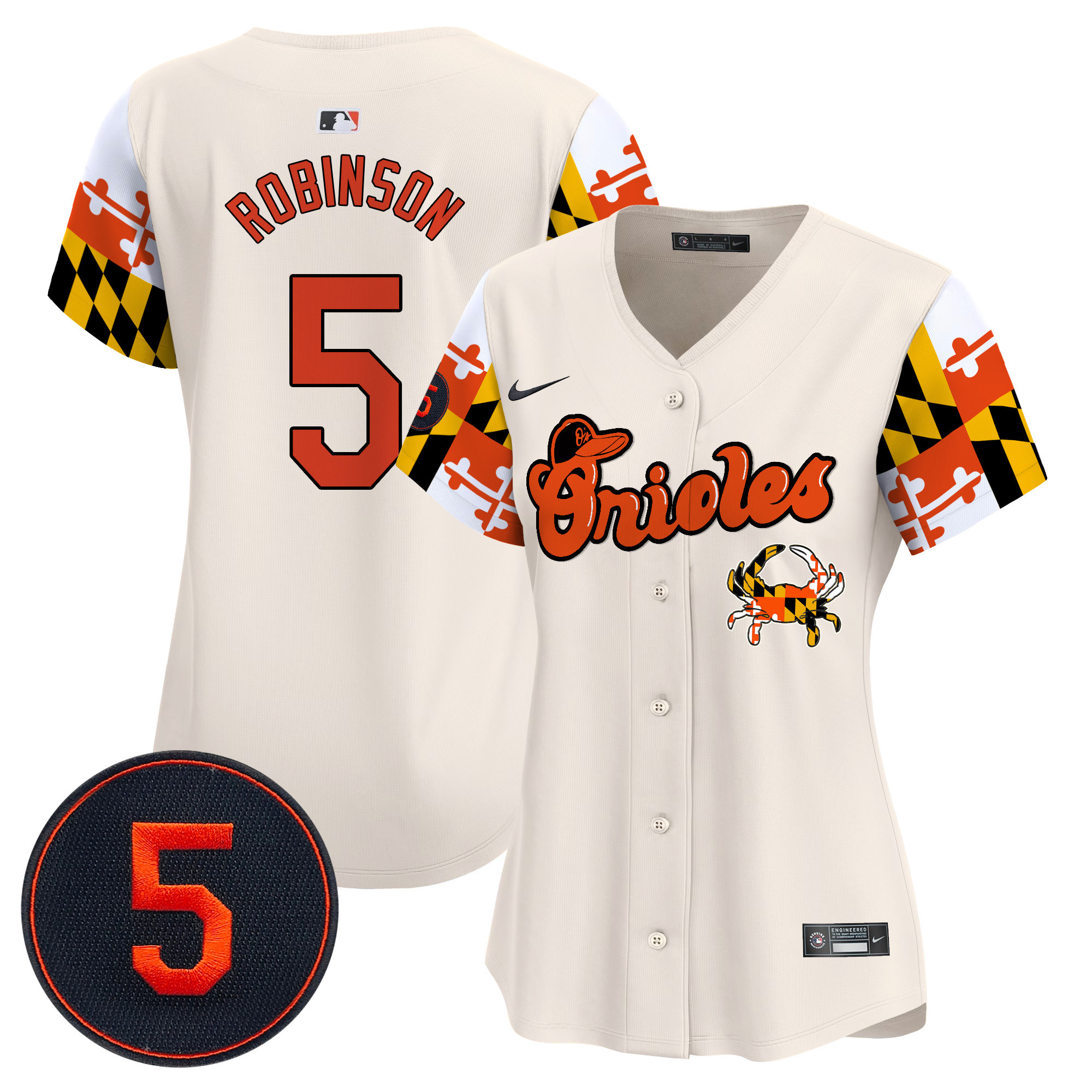 Women's Brooks Robinson Baltimore Orioles Robinson Patch Vapor Premier Limited Cream Jersey V7 - All Stitched