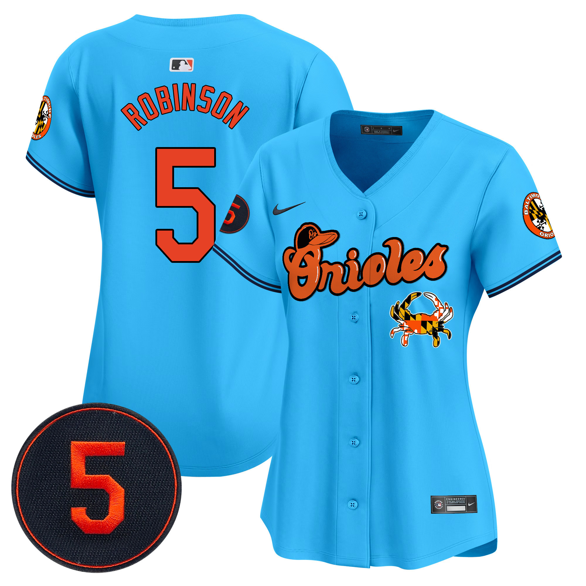Women's Brooks Robinson Baltimore Orioles Robinson Patch Vapor Premier Limited Light Blue Jersey V6 - All Stitched