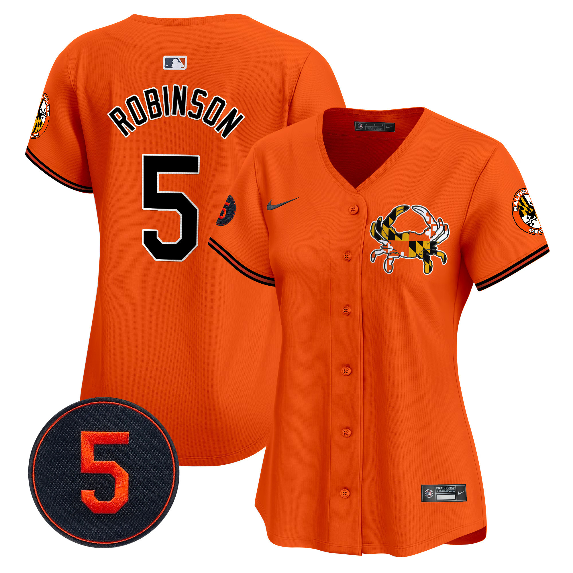 Women's Brooks Robinson Baltimore Orioles Robinson Patch Vapor Premier Limited Orange Jersey V3 - All Stitched