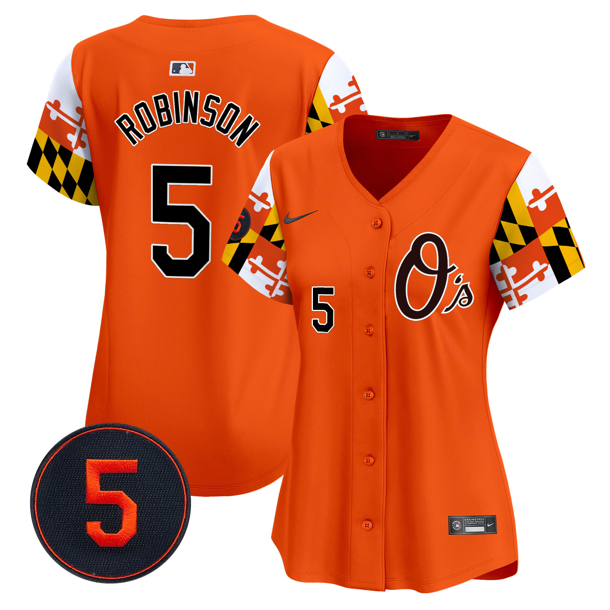 Women's Brooks Robinson Baltimore Orioles Robinson Patch Vapor Premier Limited Orange Jersey V5 - All Stitched