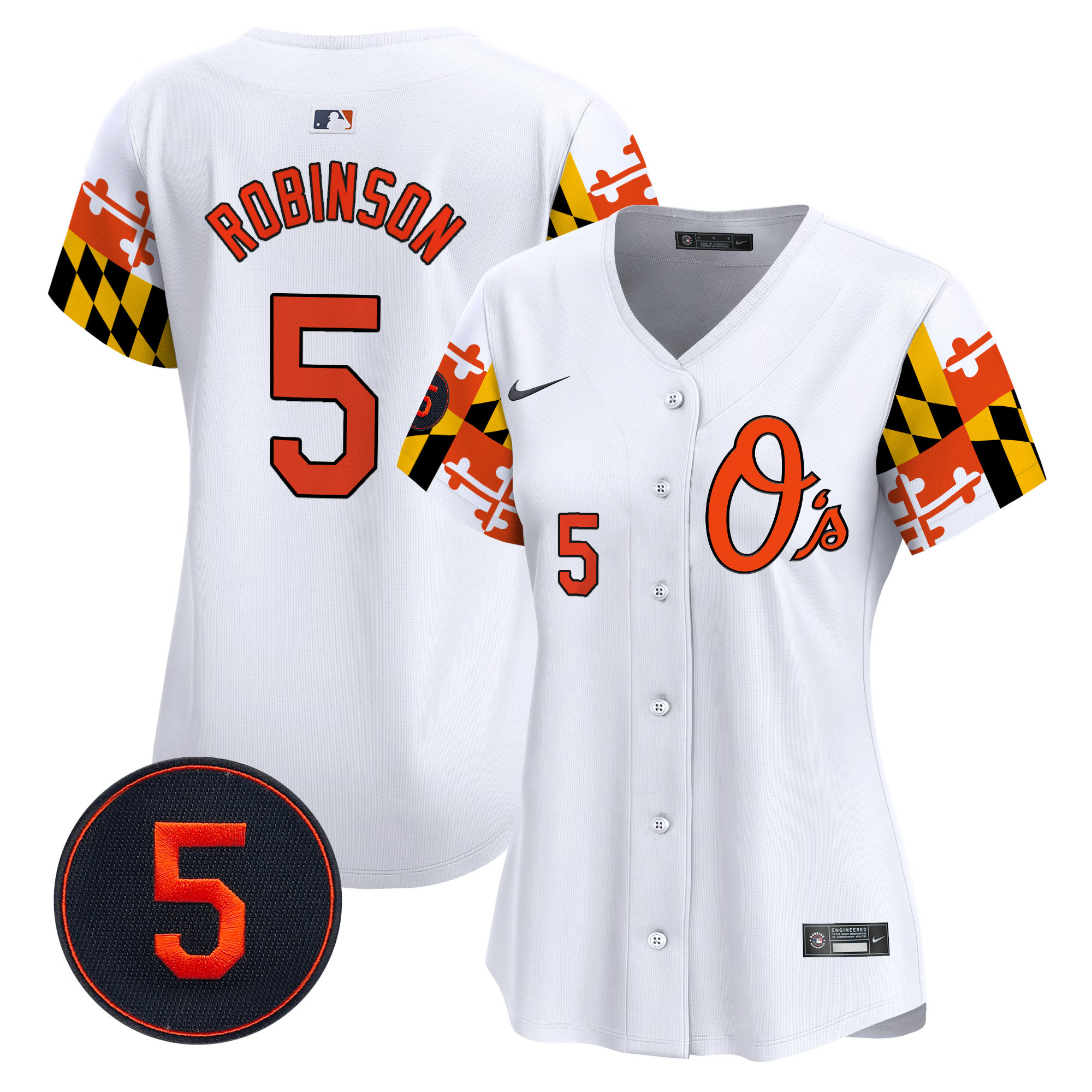 Women's Brooks Robinson Baltimore Orioles Robinson Patch Vapor Premier Limited White Jersey V5 - All Stitched