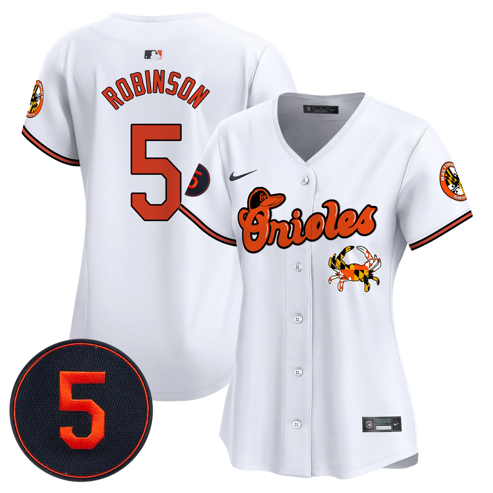Women's Brooks Robinson Baltimore Orioles Robinson Patch Vapor Premier Limited White Jersey V6 - All Stitched