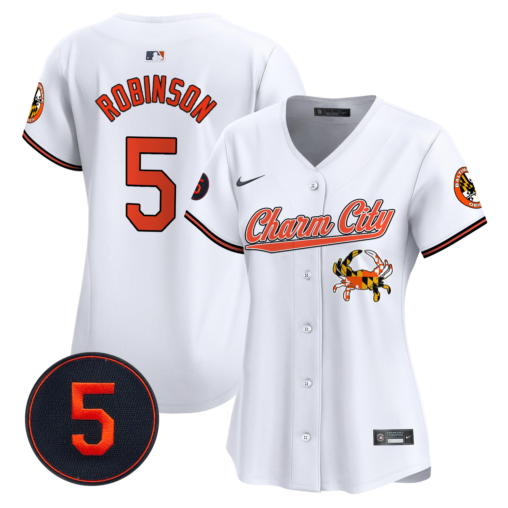 Women's Brooks Robinson Baltimore Orioles Robinson Patch Vapor Premier Limited White Jersey V8 - All Stitched
