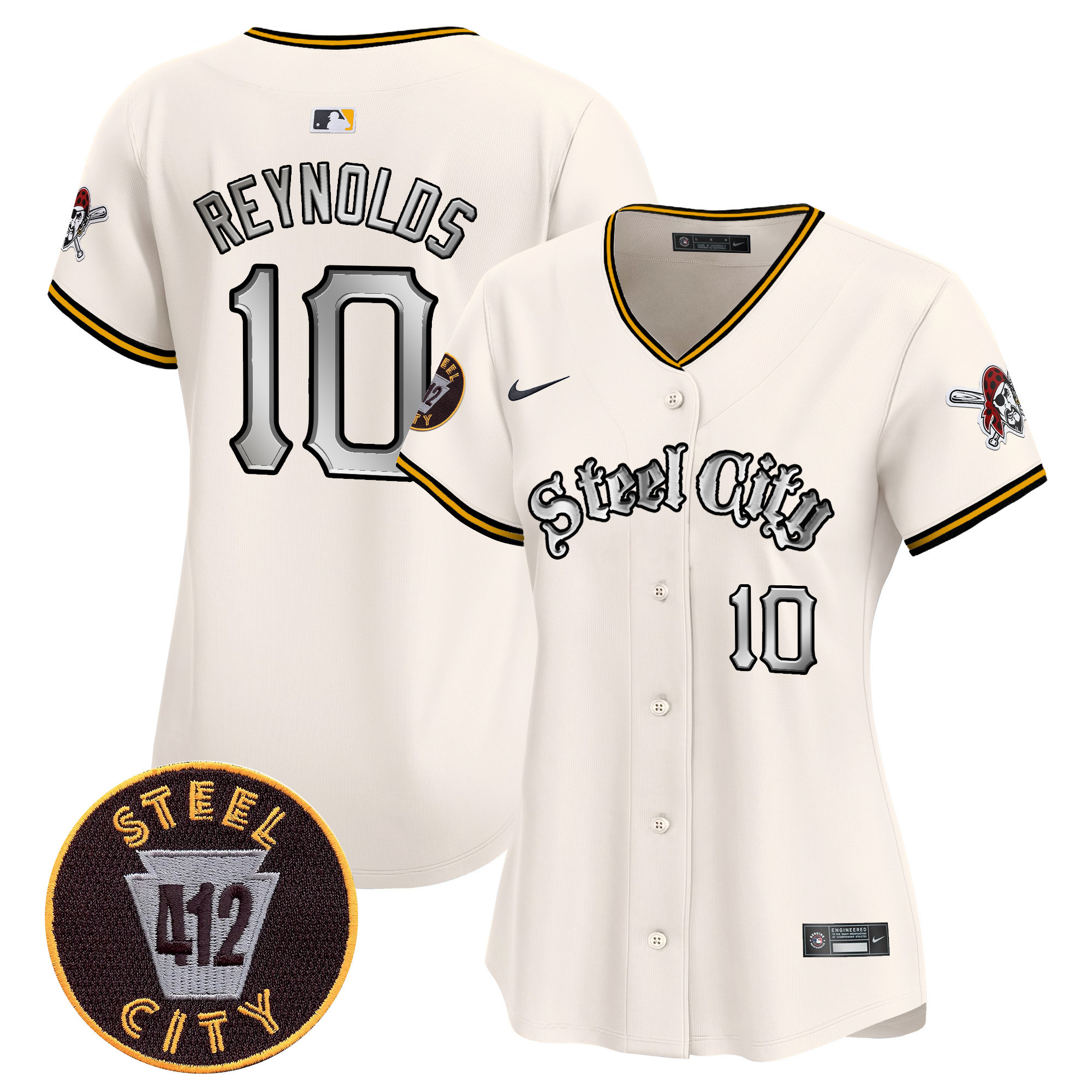Women's Bryan Reynolds Pittsburgh Pirates 412 Patch Vapor Premier Limited Cream Jersey V2 - All Stitched
