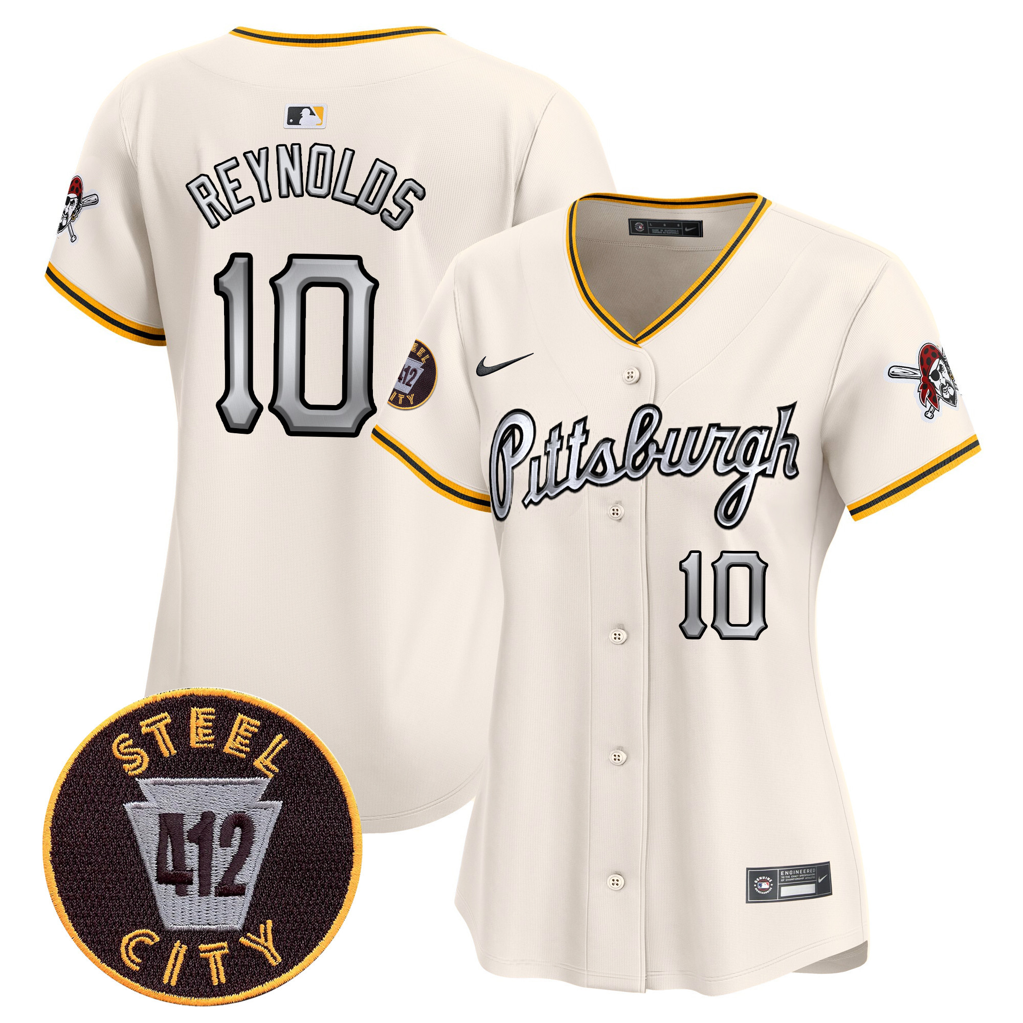 Women's Bryan Reynolds Pittsburgh Pirates 412 Patch Vapor Premier Limited Cream Jersey V7 - All Stitched
