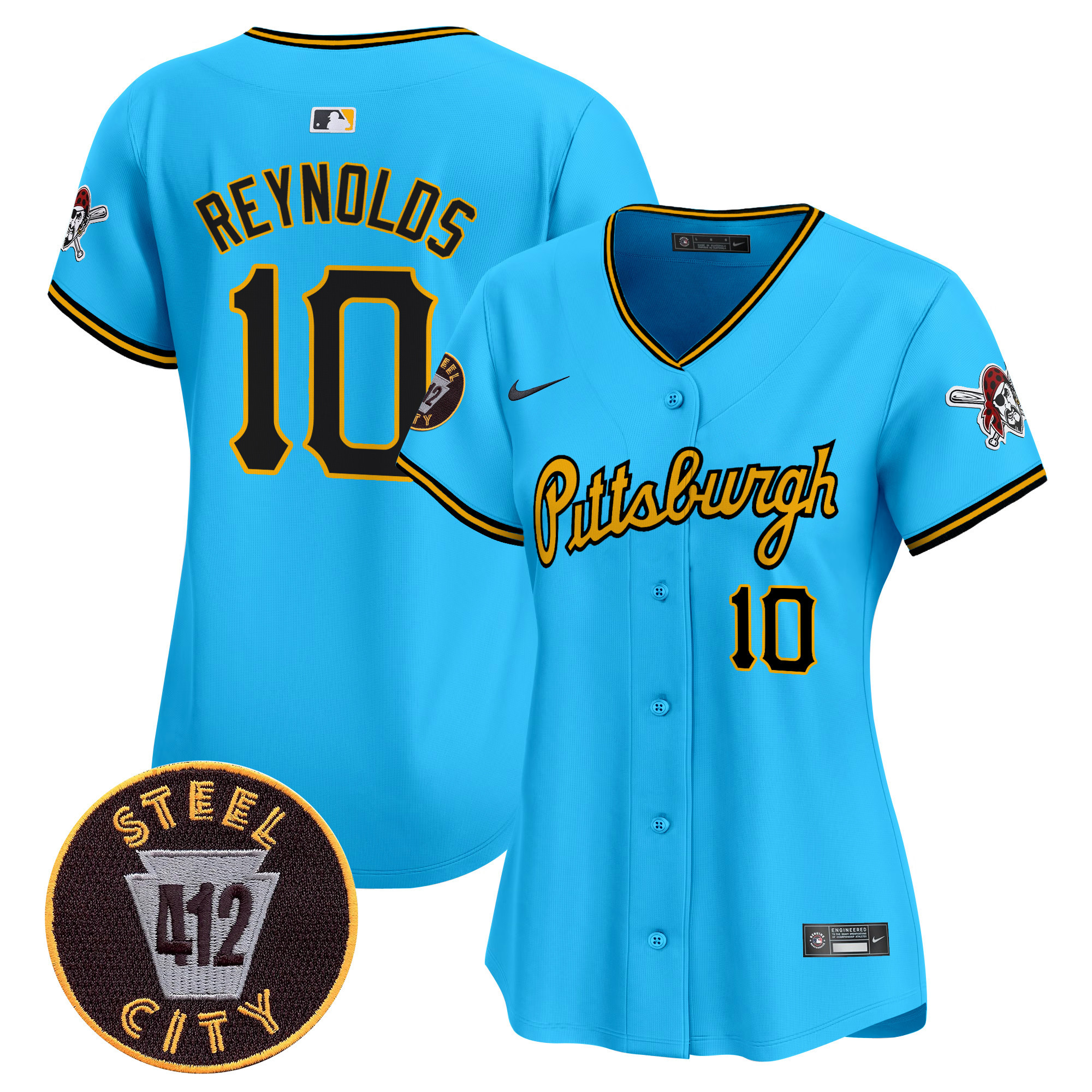 Women's Bryan Reynolds Pittsburgh Pirates 412 Patch Vapor Premier Limited Light Blue Jersey V4 - All Stitched