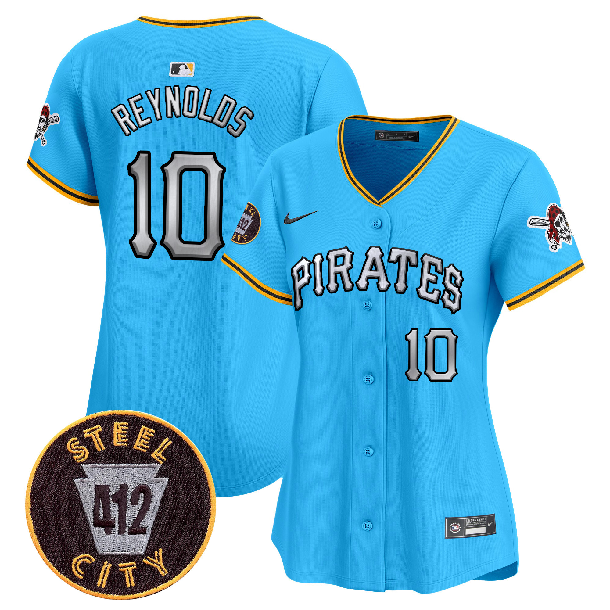 Women's Bryan Reynolds Pittsburgh Pirates 412 Patch Vapor Premier Limited Light Blue Jersey V6 - All Stitched