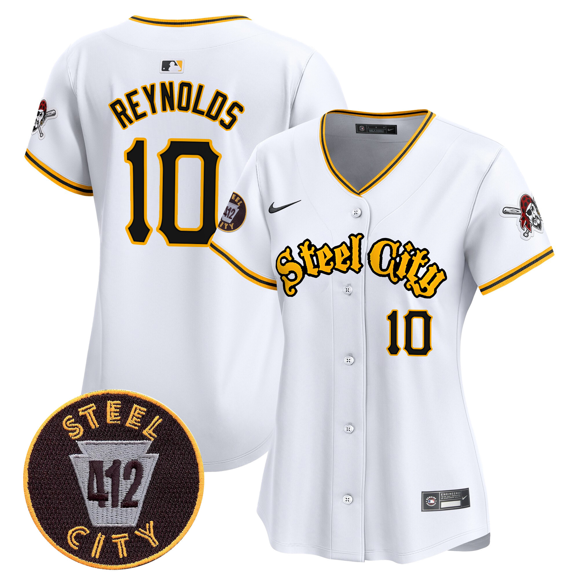Women's Bryan Reynolds Pittsburgh Pirates 412 Patch Vapor Premier Limited White Jersey - All Stitched