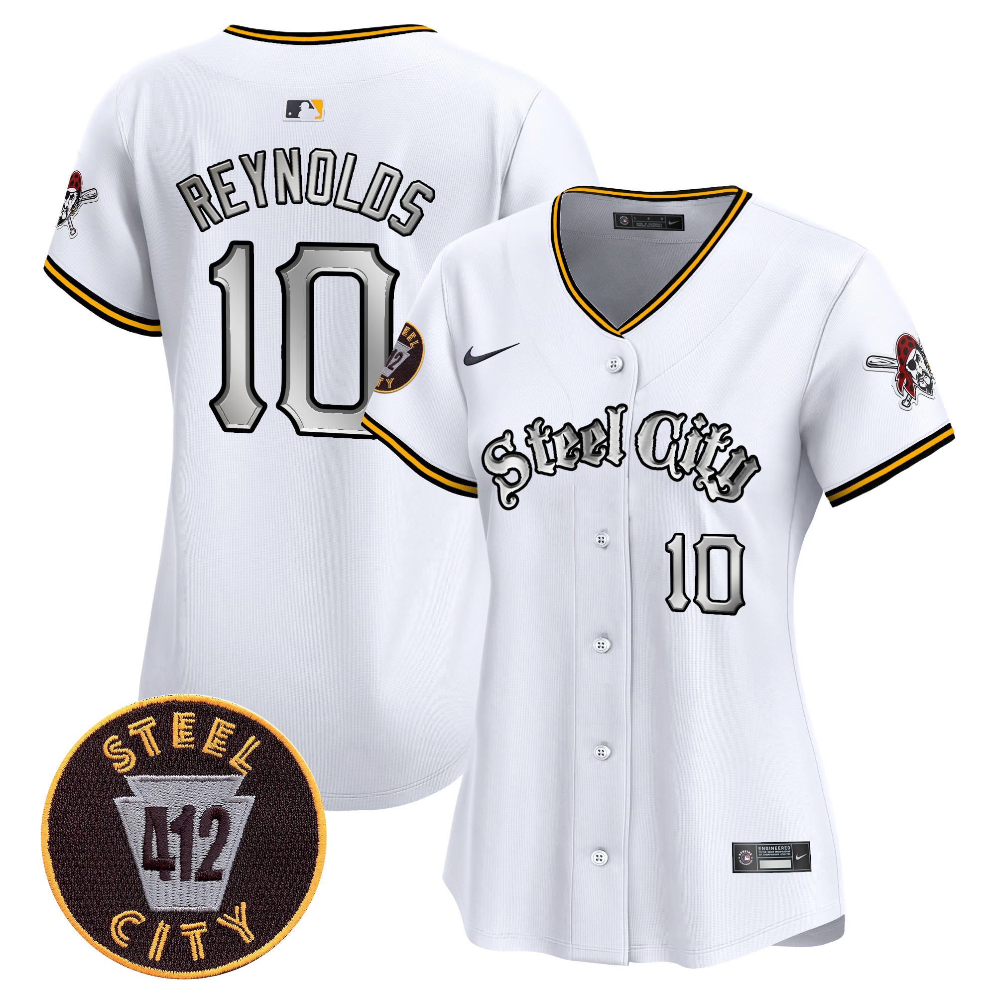 Women's Bryan Reynolds Pittsburgh Pirates 412 Patch Vapor Premier Limited White Jersey V2 - All Stitched