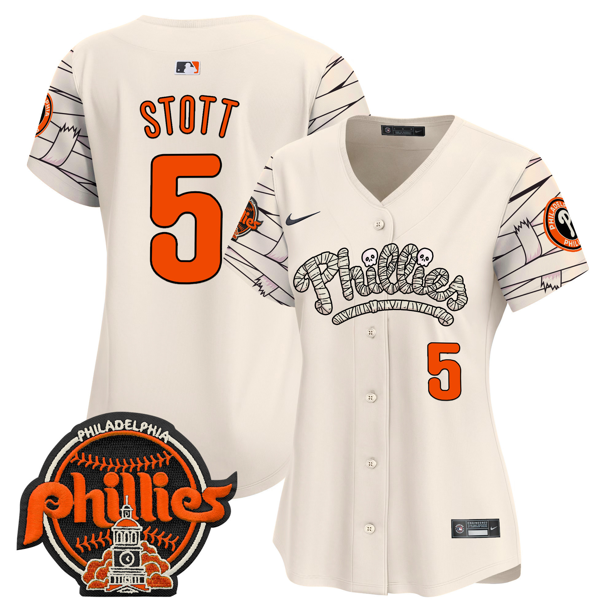Women's Bryson Stott Philadelphia Phillies Halloween Vapor Premier Limited Cream Jersey V2 - All Stitched