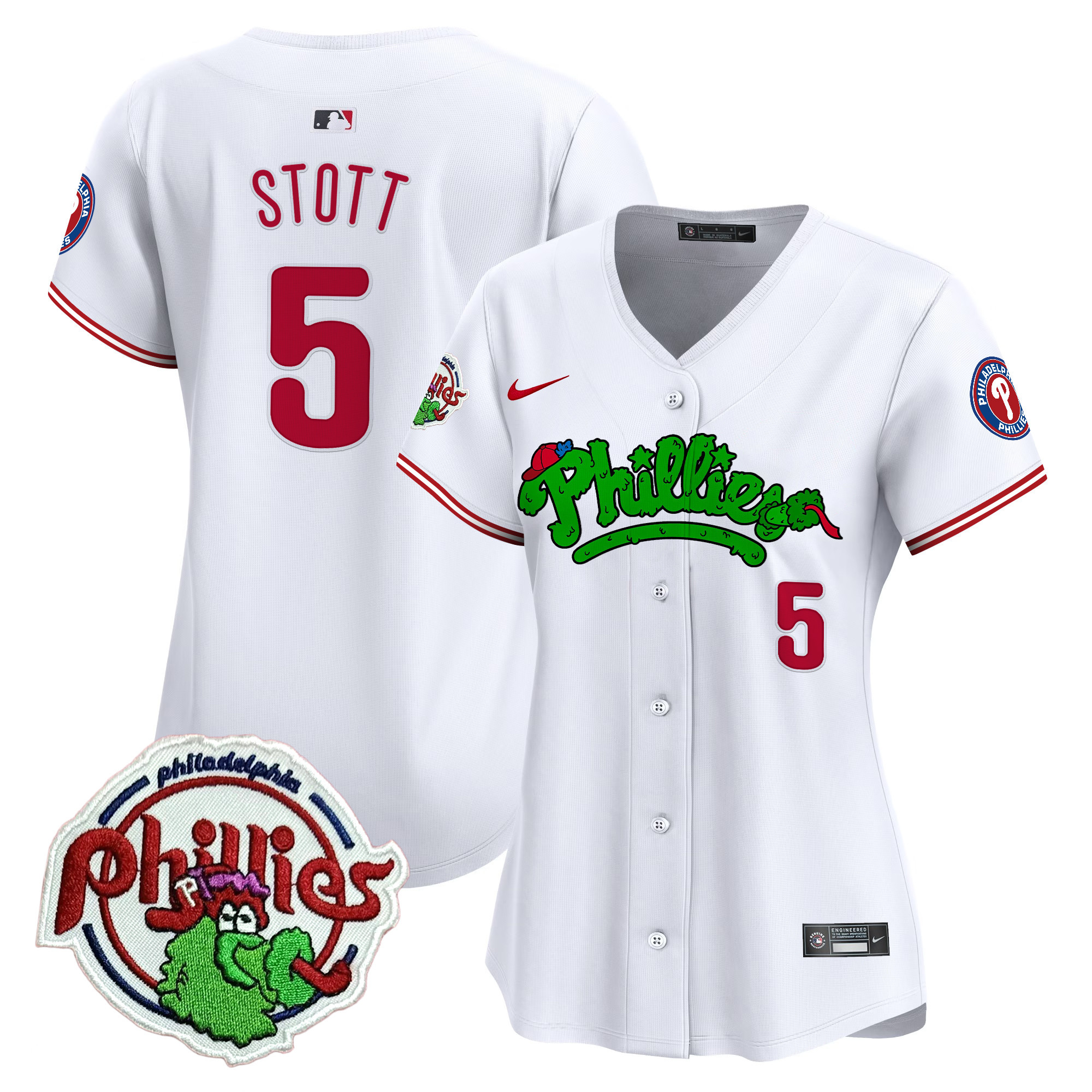 Women's Bryson Stott Philadelphia Phillies Phanatic Patch Vapor Premier Limited White Jersey V2 - All Stitched
