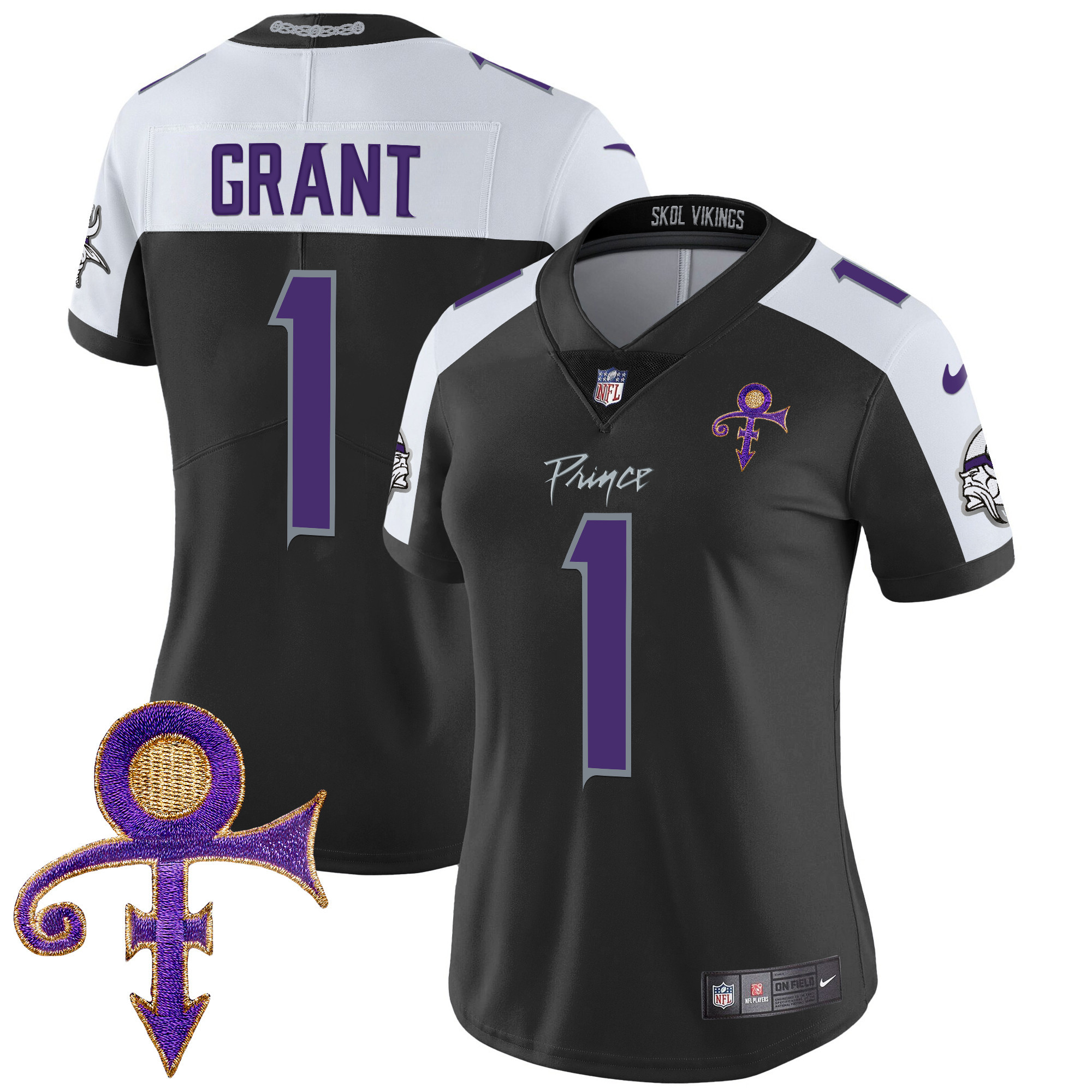 Women's Bud Grant Minnesota Vikings 2024 Prince Vapor Limited Black Alternate Jersey - All Stitched