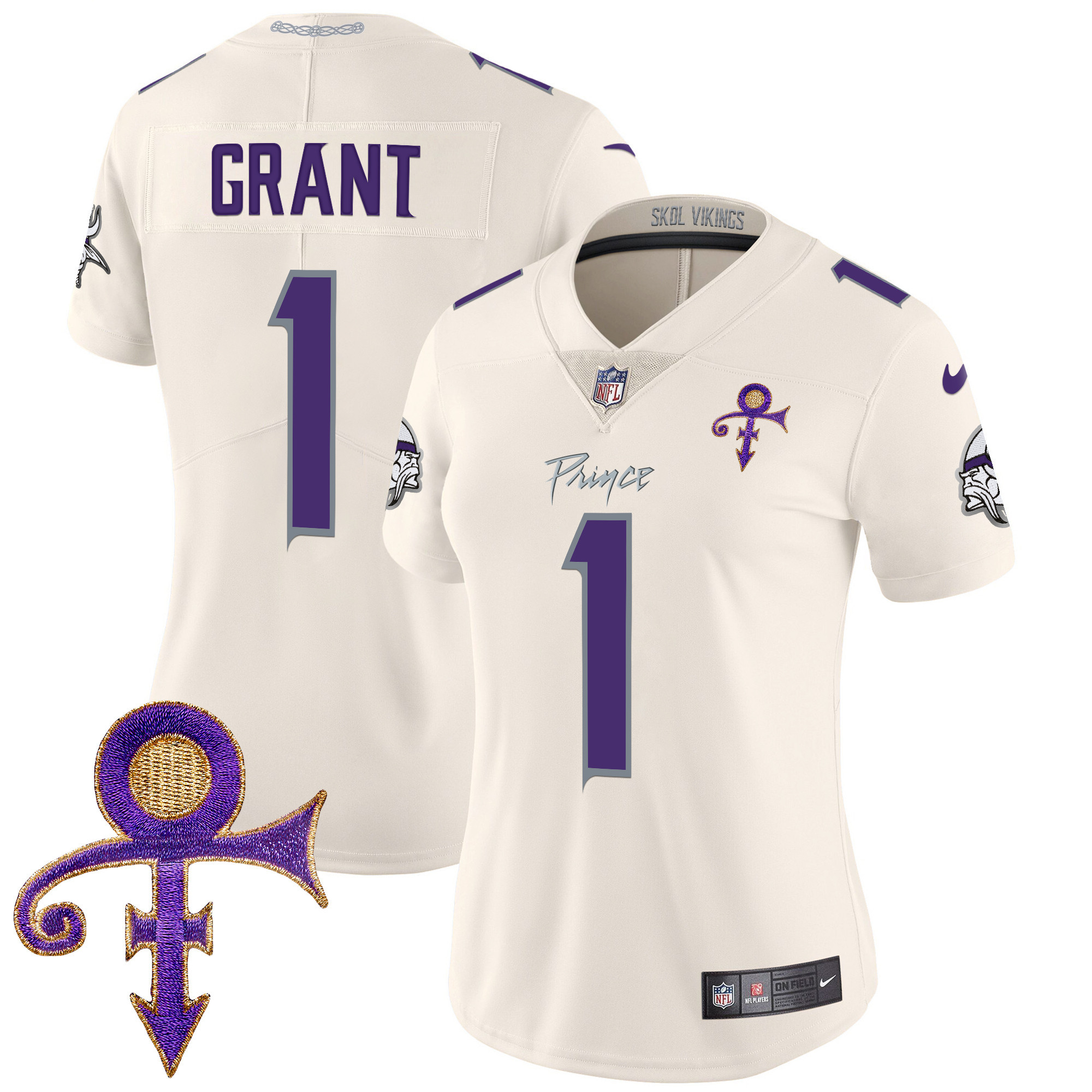 Women's Bud Grant Minnesota Vikings 2024 Prince Vapor Limited Cream Jersey - All Stitched