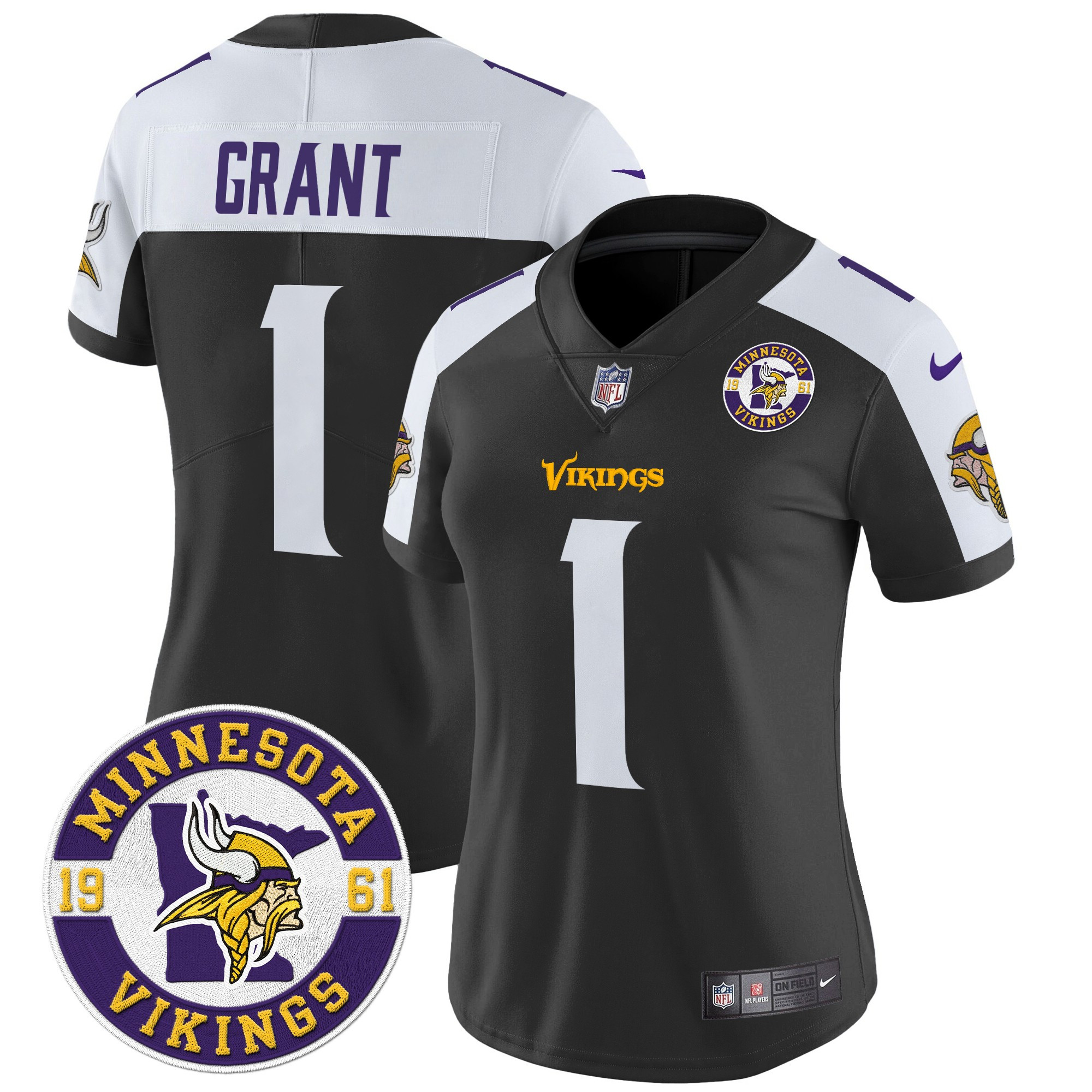 Women's Bud Grant Minnesota Vikings 2024 Vapor Limited Black Alternate Jersey - All Stitched