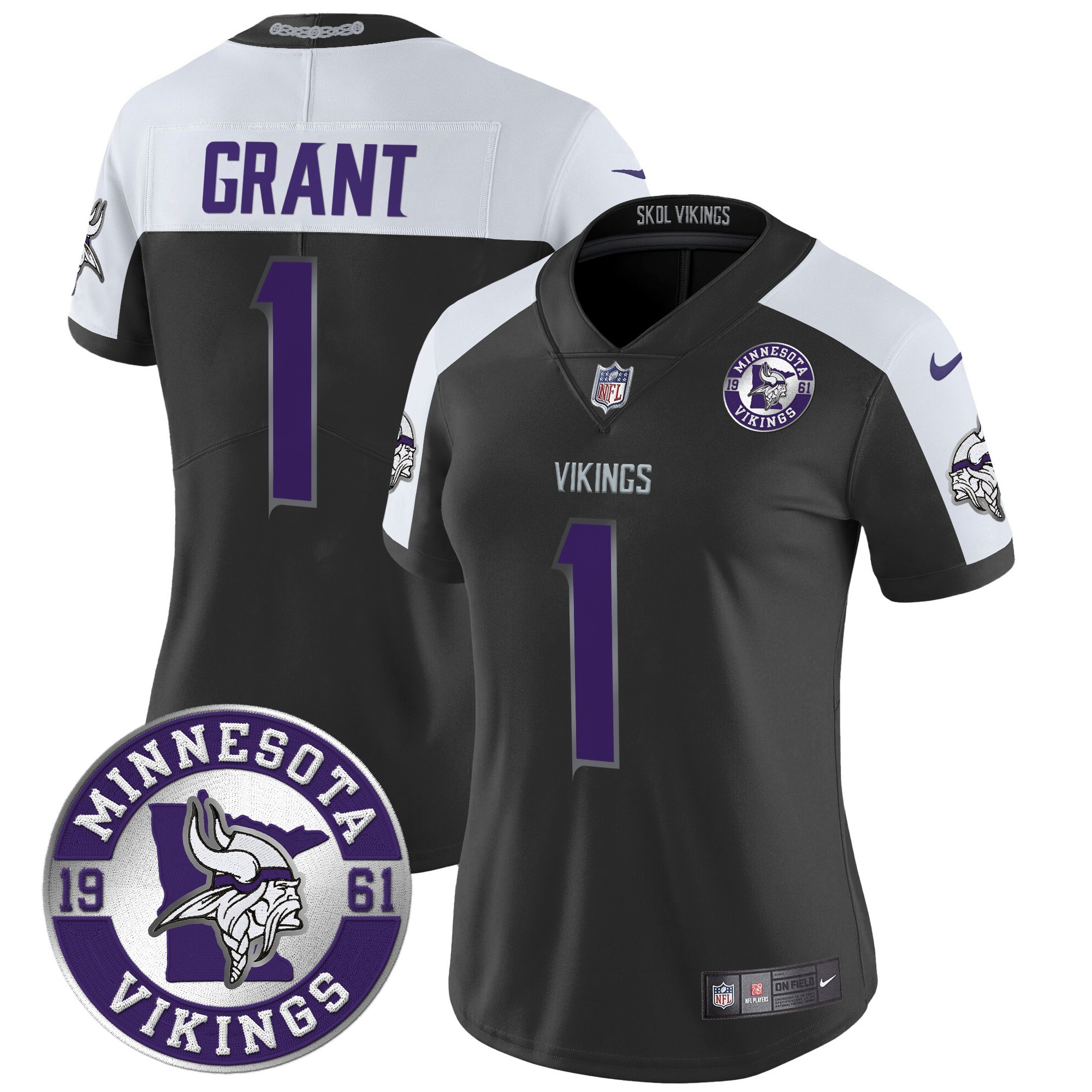 Women's Bud Grant Minnesota Vikings 2024 Vapor Limited Black Alternate Jersey - All Stitched