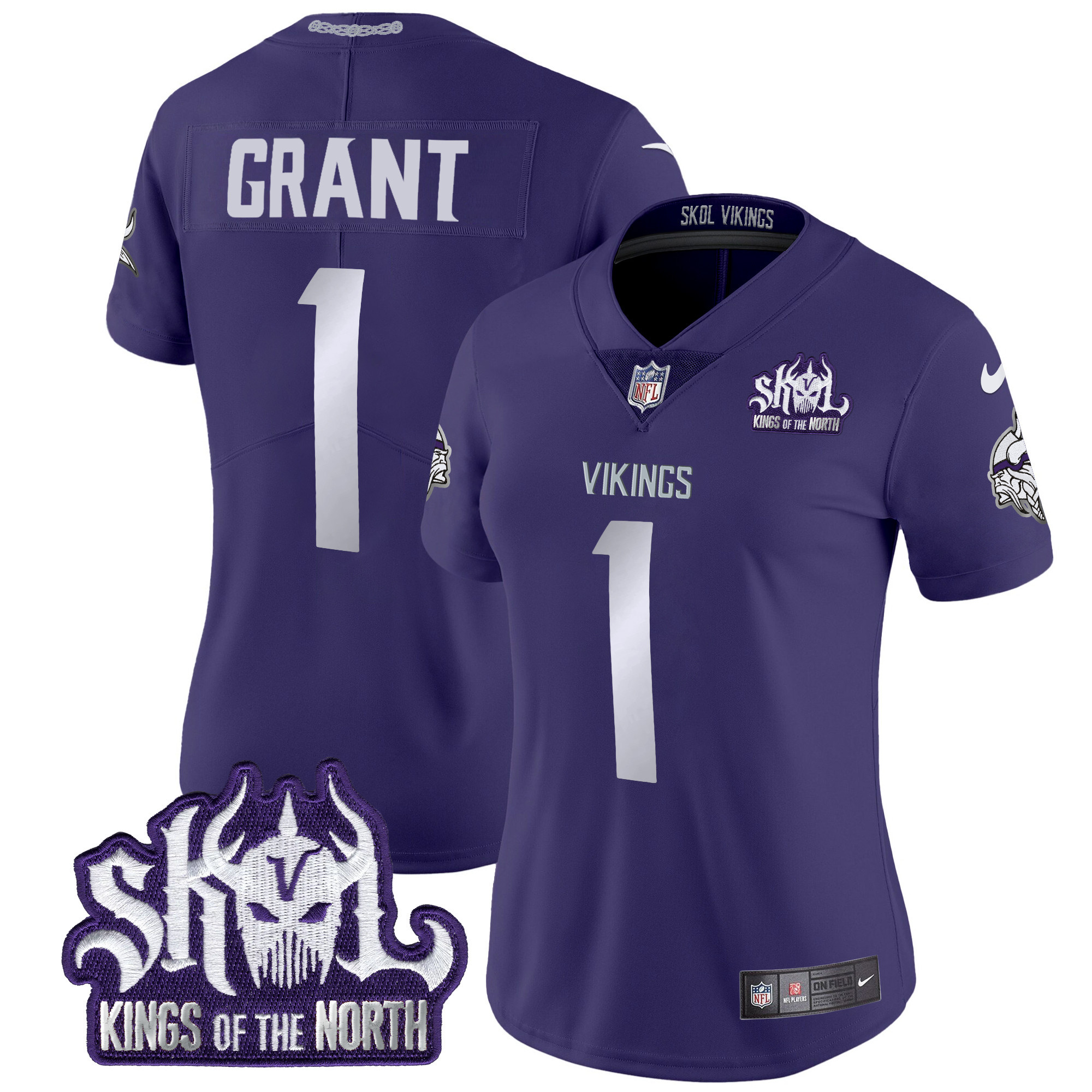 Women's Bud Grant Minnesota Vikings 2024 Winter Warrior Skol Patch Vapor Limited Purple Jersey - All Stitched