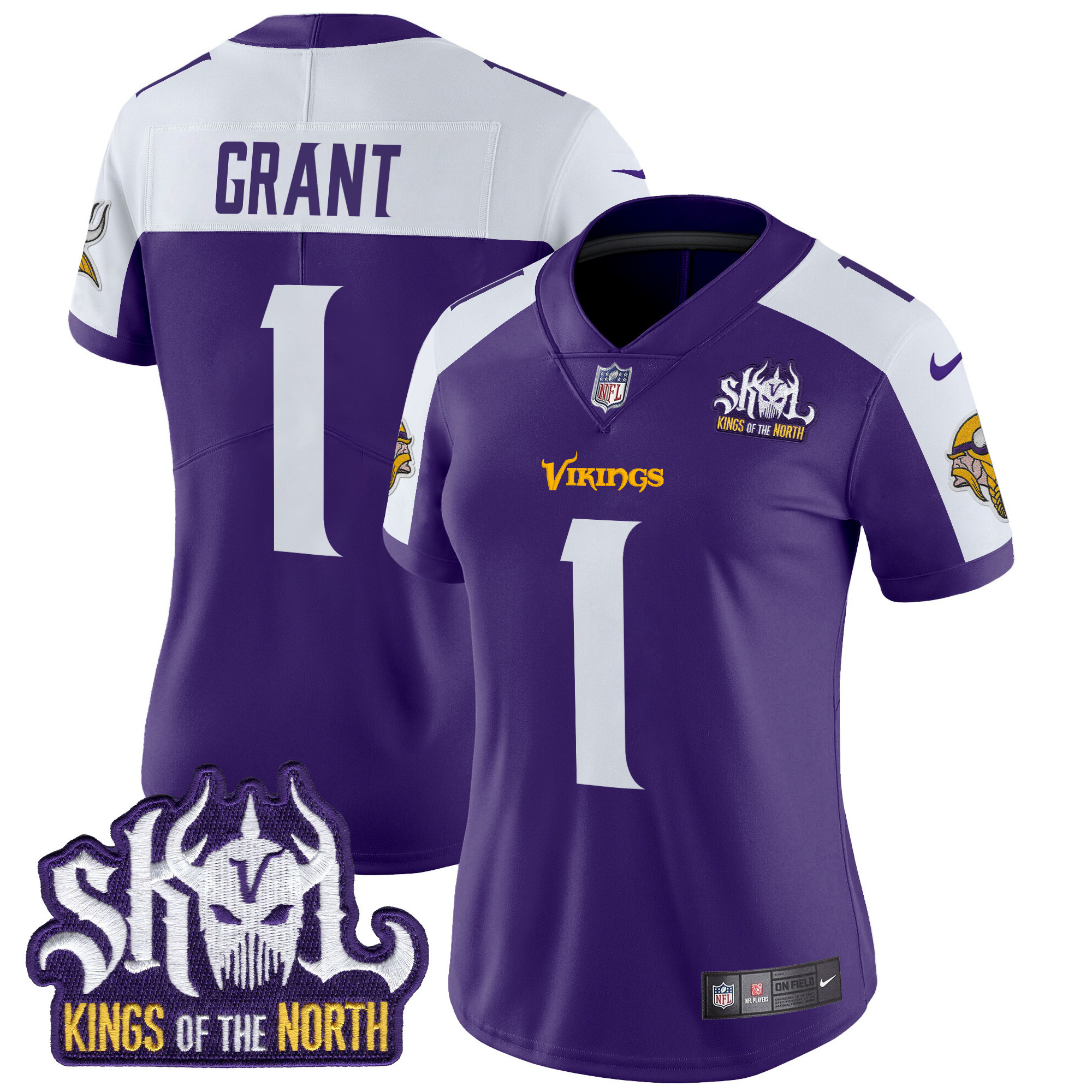 Women's Bud Grant Minnesota Vikings Kings Of The North Patch Vapor Limited Purple Alternate Jersey - All Stitched