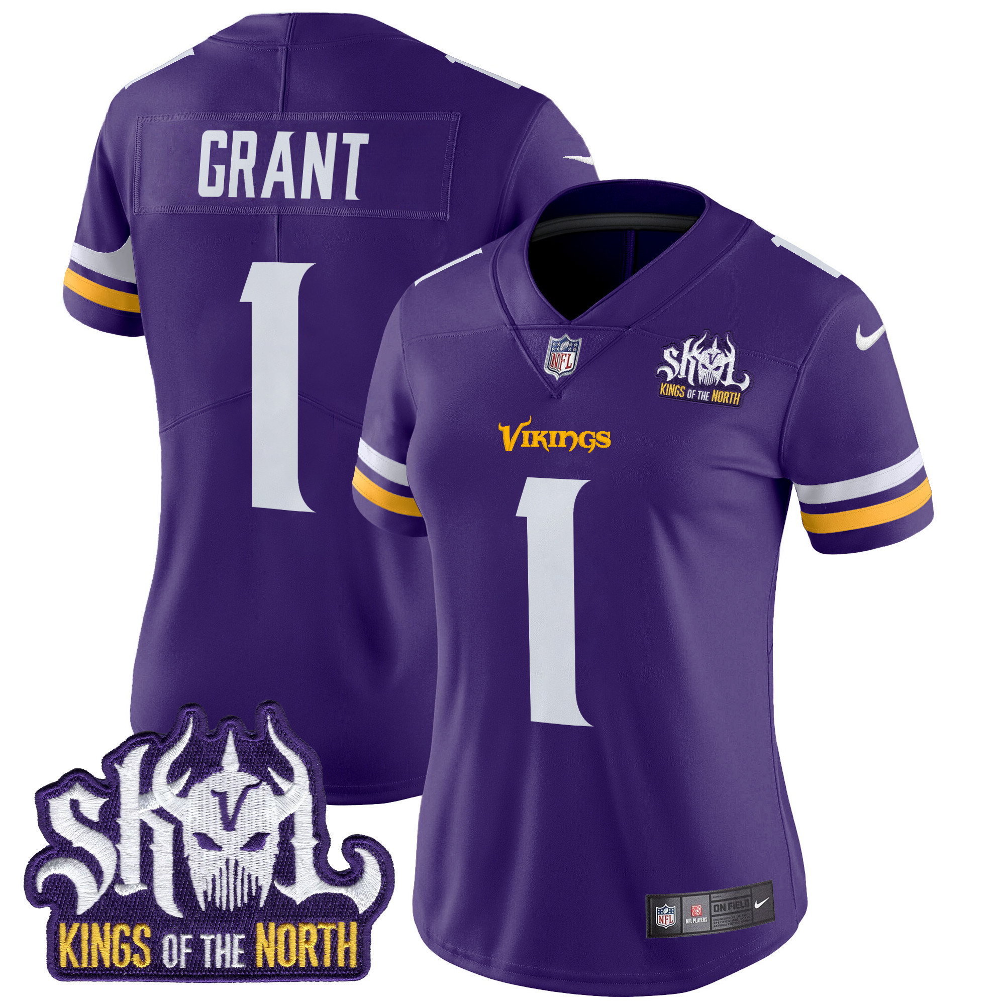 Women's Bud Grant Minnesota Vikings Kings Of The North Patch Vapor Limited Purple Jersey - All Stitched