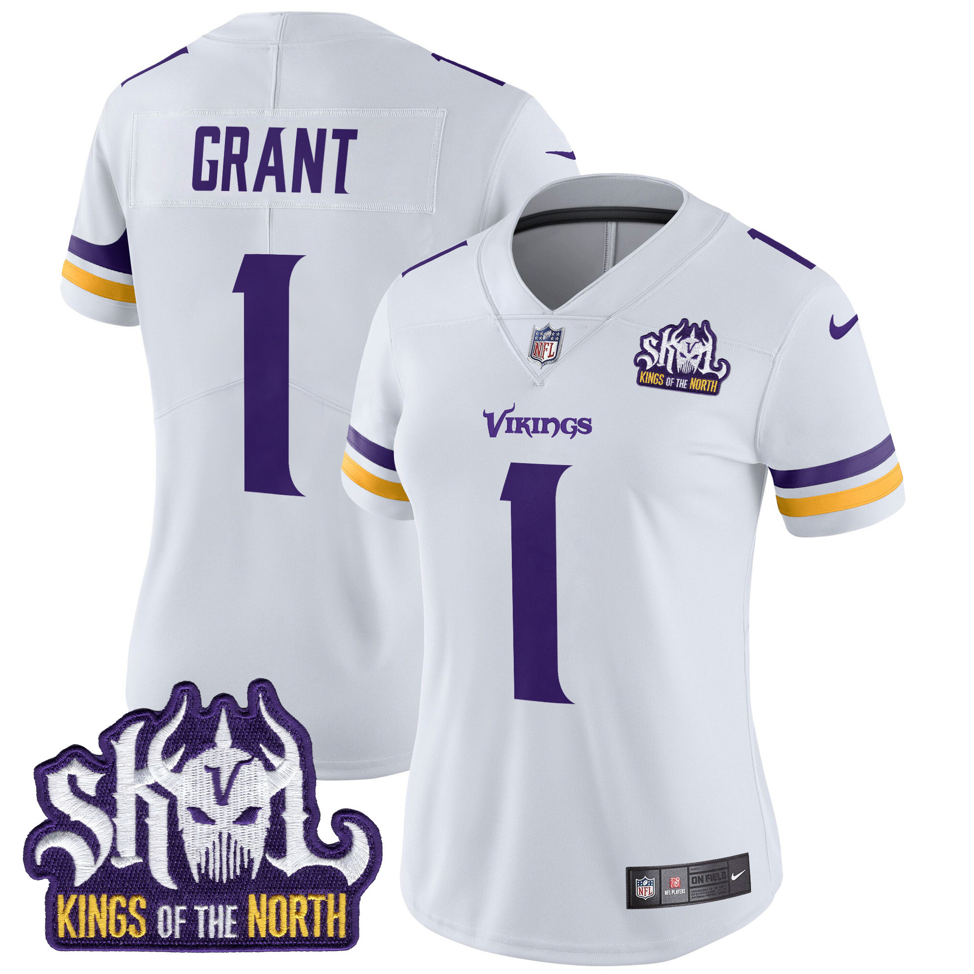 Women's Bud Grant Minnesota Vikings Kings Of The North Patch Vapor Limited White Jersey - All Stitched