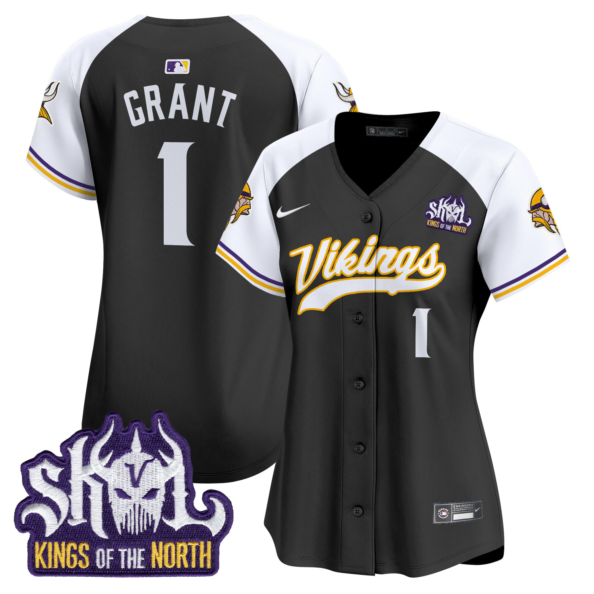 Women's Bud Grant Minnesota Vikings Kings Of The North Patch Vapor Premier Limited Black Alternate Jersey - All Stitched