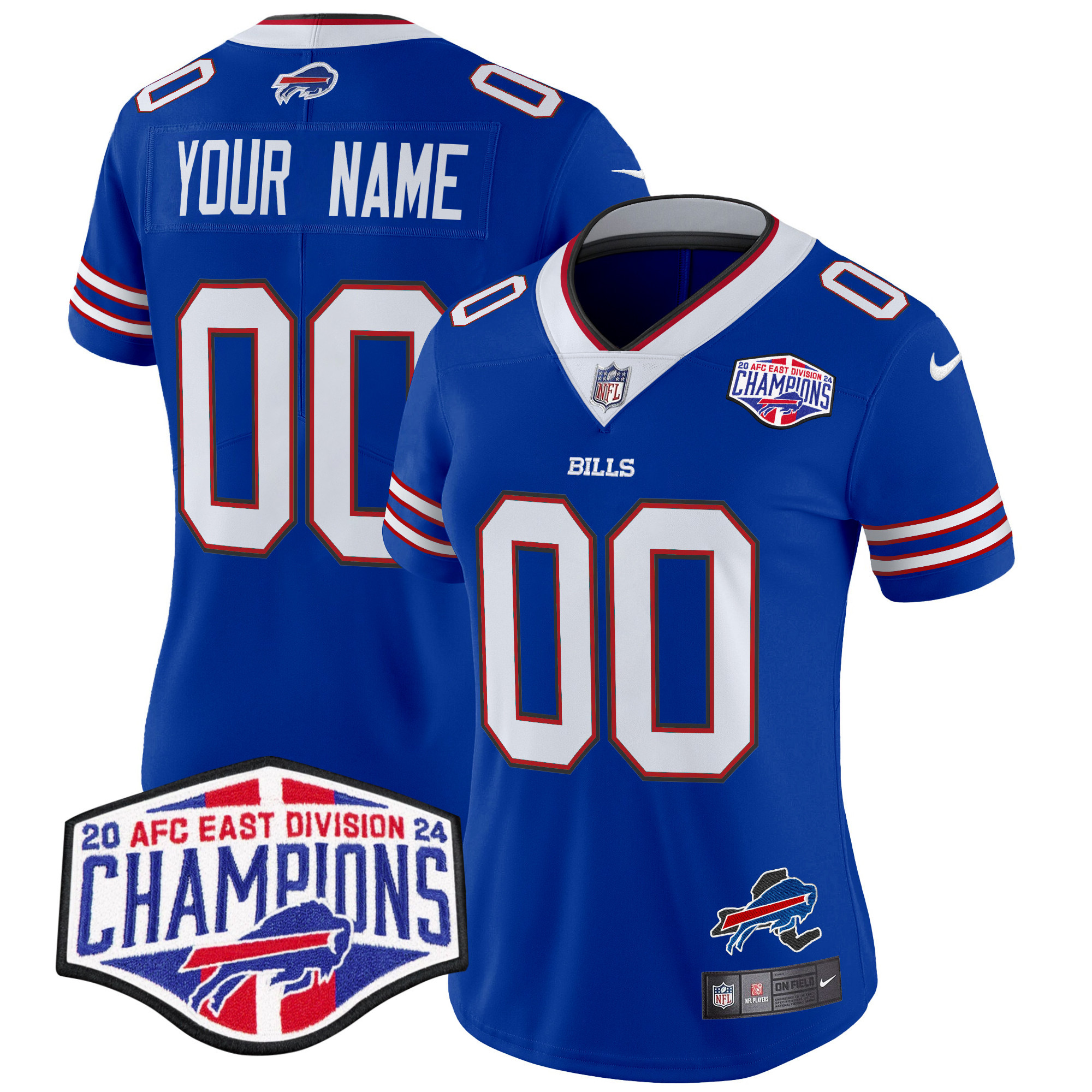 Women's Buffalo Bills 2024 AFC East Division Champions Vapor Limited Custom Royal Jersey - All Stitched