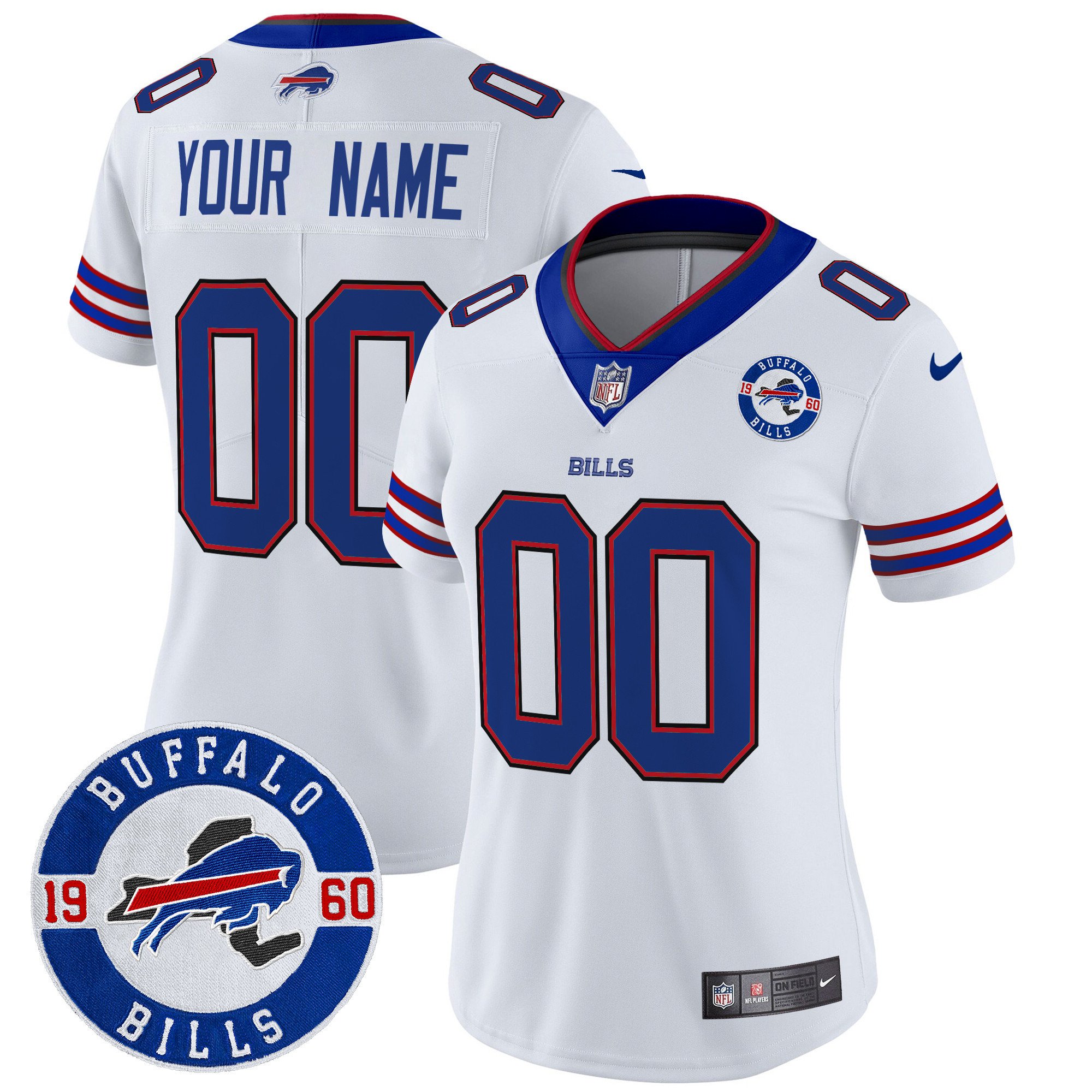 Women's Buffalo Bills 2024 Vapor Limited Custom White Jersey - All Stitched