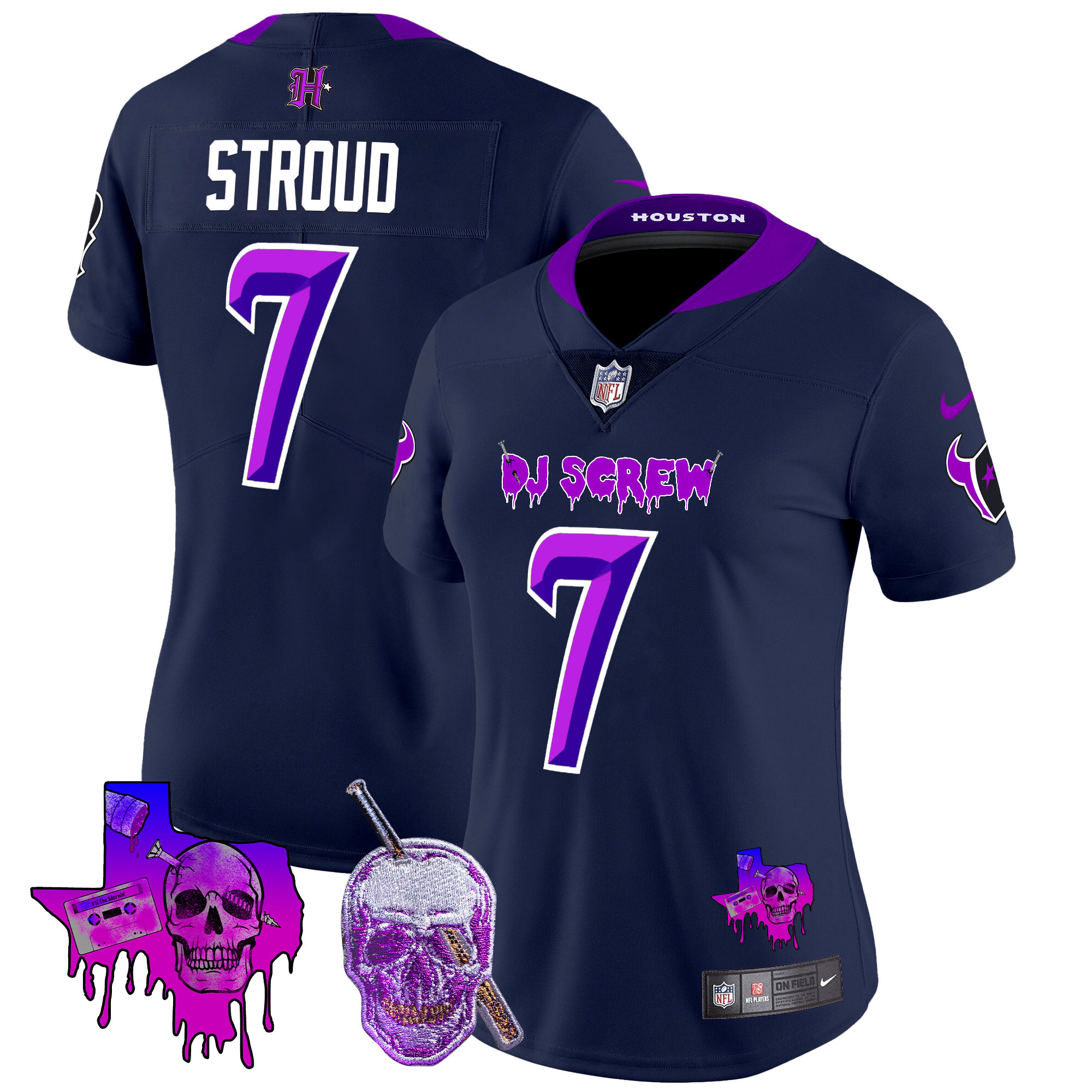 Women's C.J. Stroud Houston Texans DJ Screw Vapor Limited Navy Limited Jersey - All Stitched