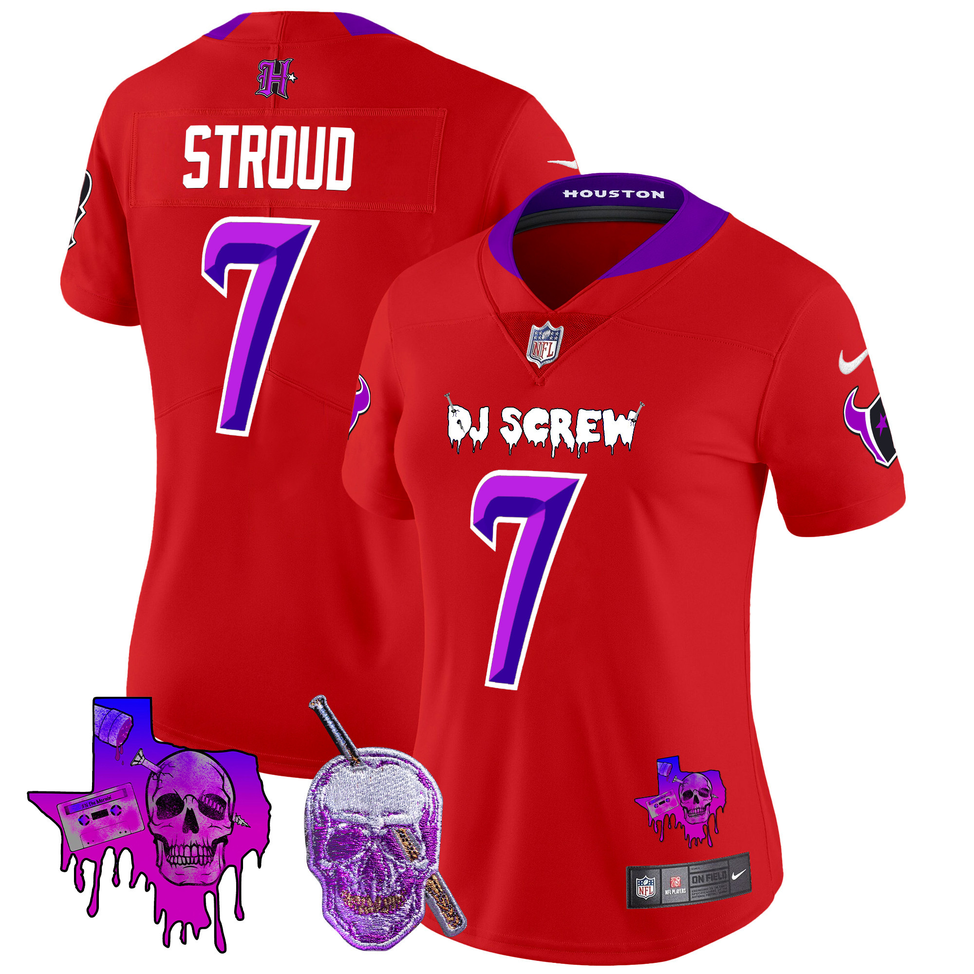 Women's C.J. Stroud Houston Texans DJ Screw Vapor Limited Red Jersey - All Stitched