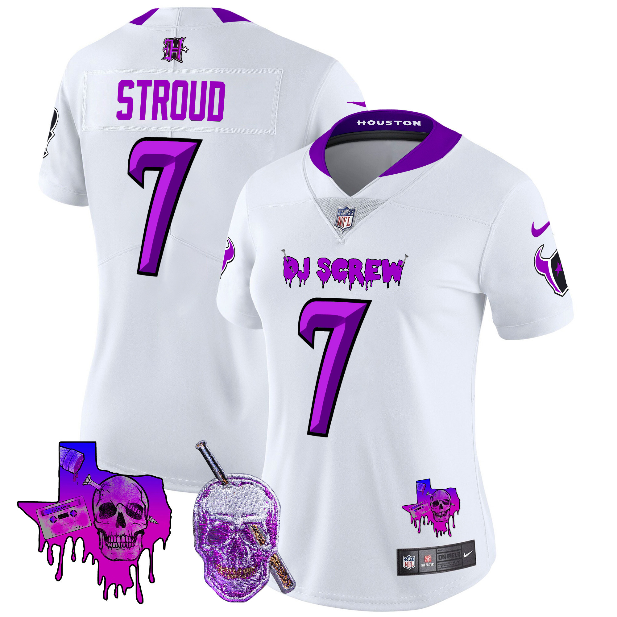 Women's C.J. Stroud Houston Texans DJ Screw Vapor Limited White Jersey - All Stitched