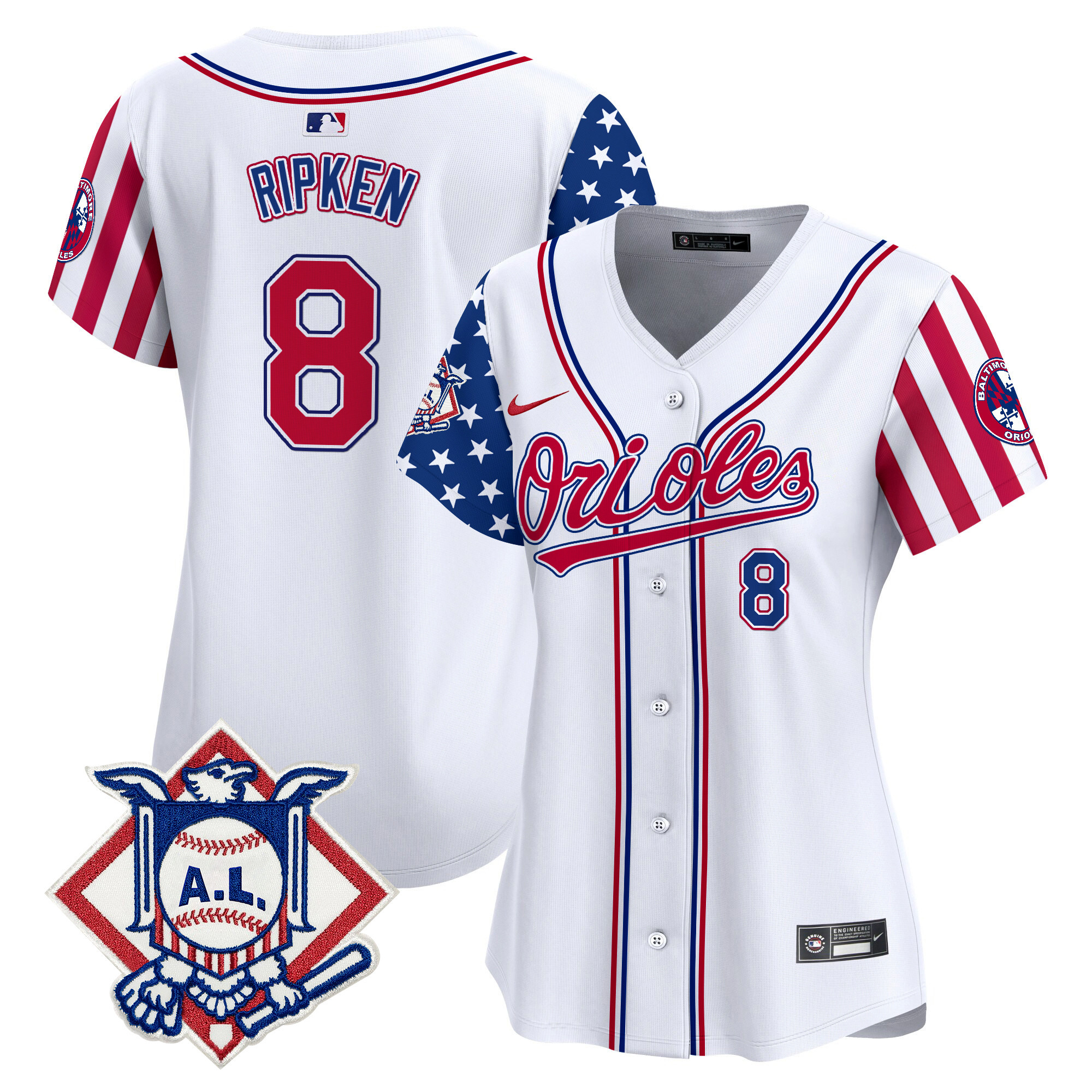 Women's Cal Ripken Baltimore Orioles 2024 Fourth of July Vapor Premier Limited White Jersey - All Stitched