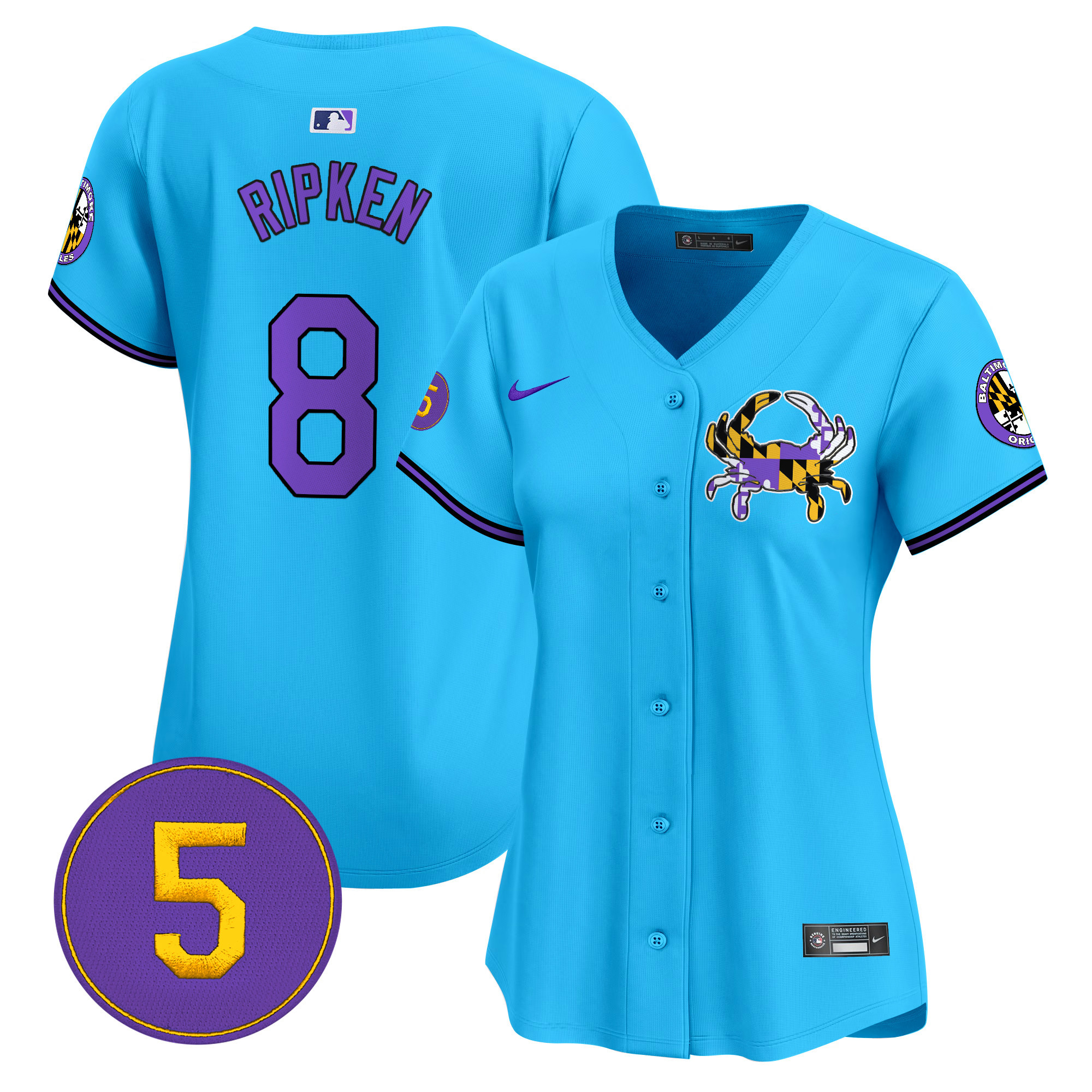Women's Cal Ripken Baltimore Orioles Purple Vapor Premier Limited Light Blue Jersey - All Stitched
