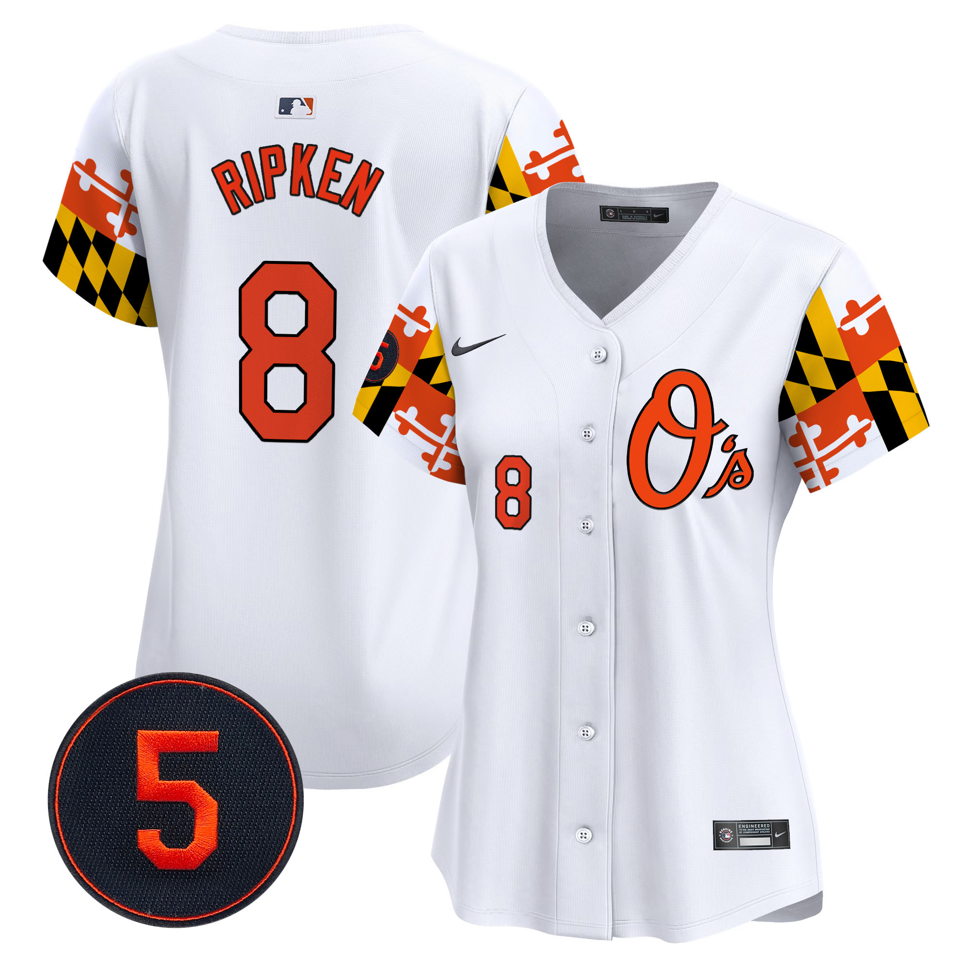 Women's Cal Ripken Baltimore Orioles Robinson Patch Vapor Premier Limited White Jersey V5 - All Stitched