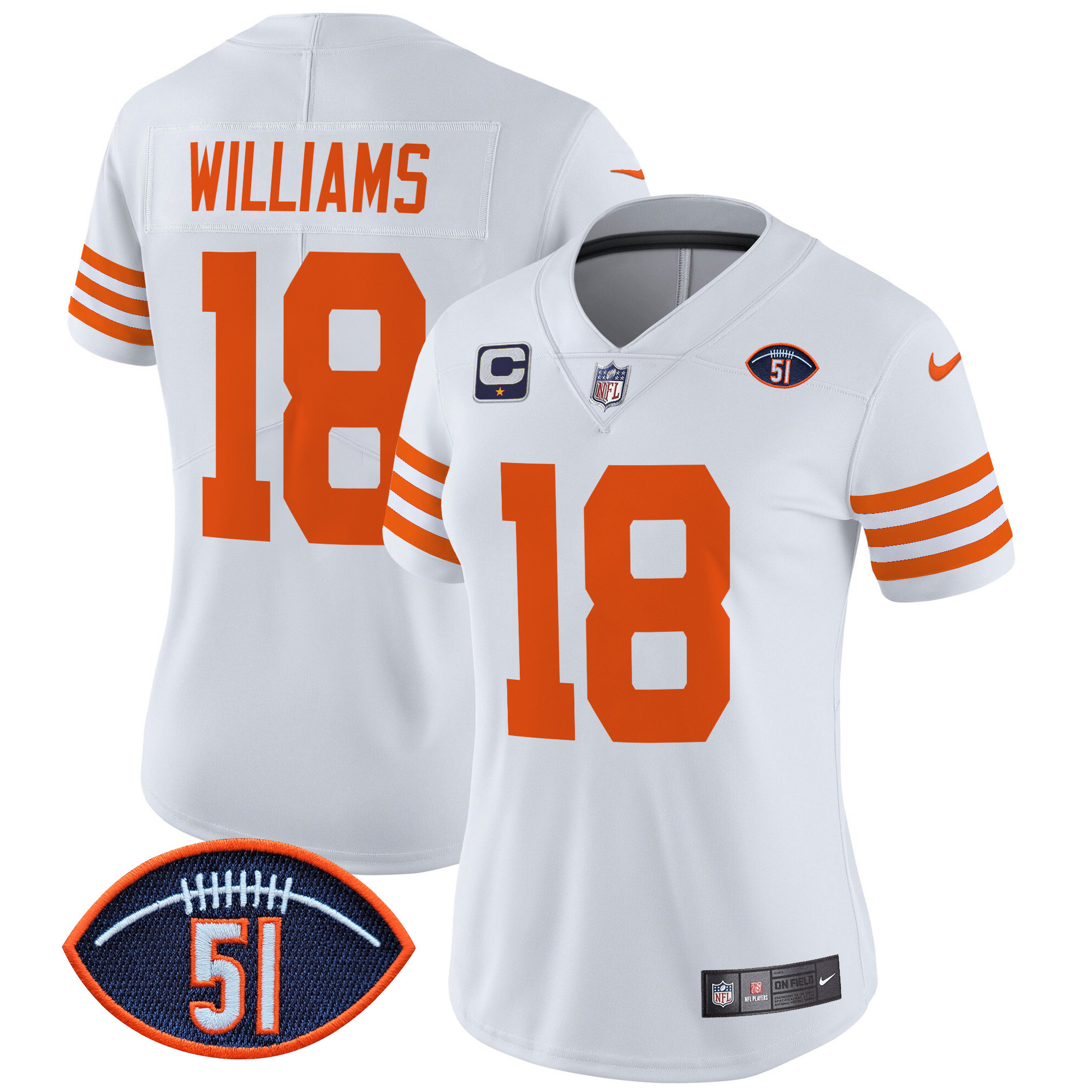 Women's Caleb Williams Chicago Bears Dick Butkus Patch Throwback Vapor Limited White Jersey - All Stitched