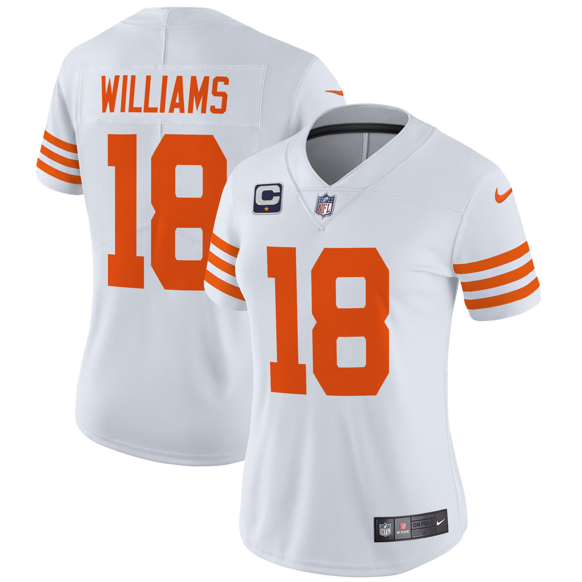 Women's Caleb Williams Chicago Bears Throwback Vapor Limited White Jersey - All Stitched